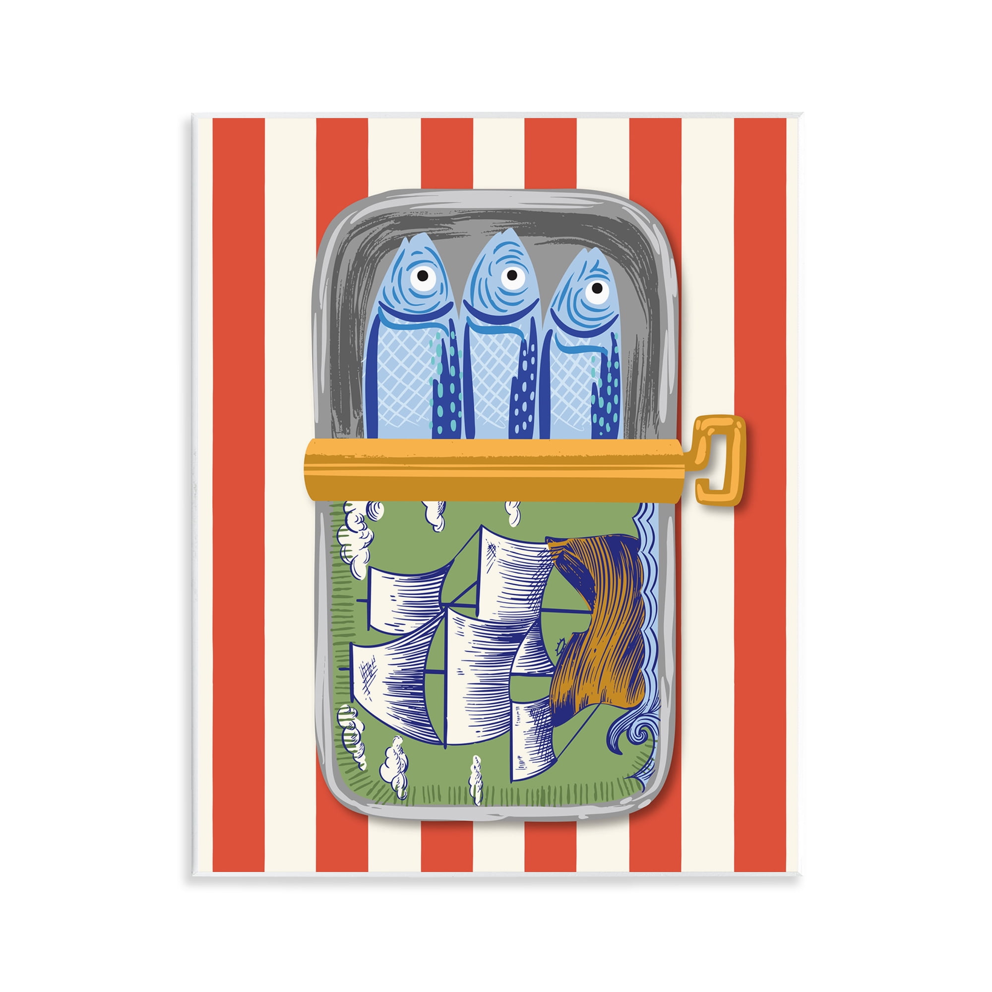 Stupell Industries Sardines with Antique Ship Wall Plaque Art, design by Arrolynn Weiderhold