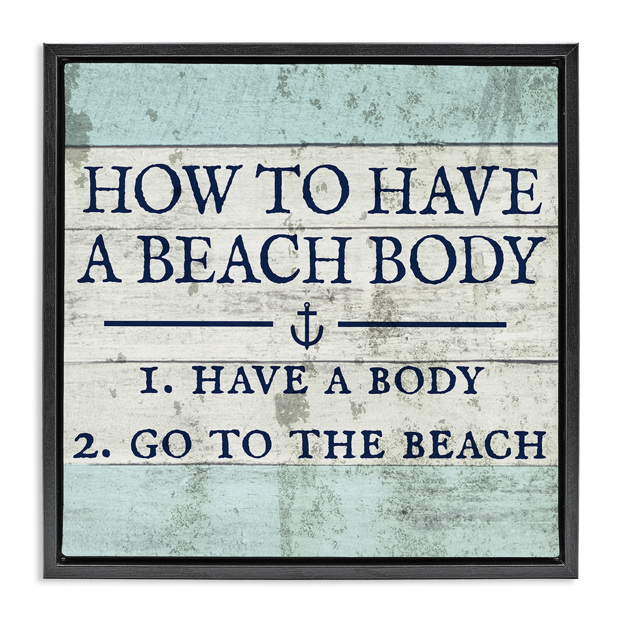 Stupell Industries Sassy Beach Body Steps Typography Painting Black Floater Framed Canvas Art Print Wall Art, 25 x 25