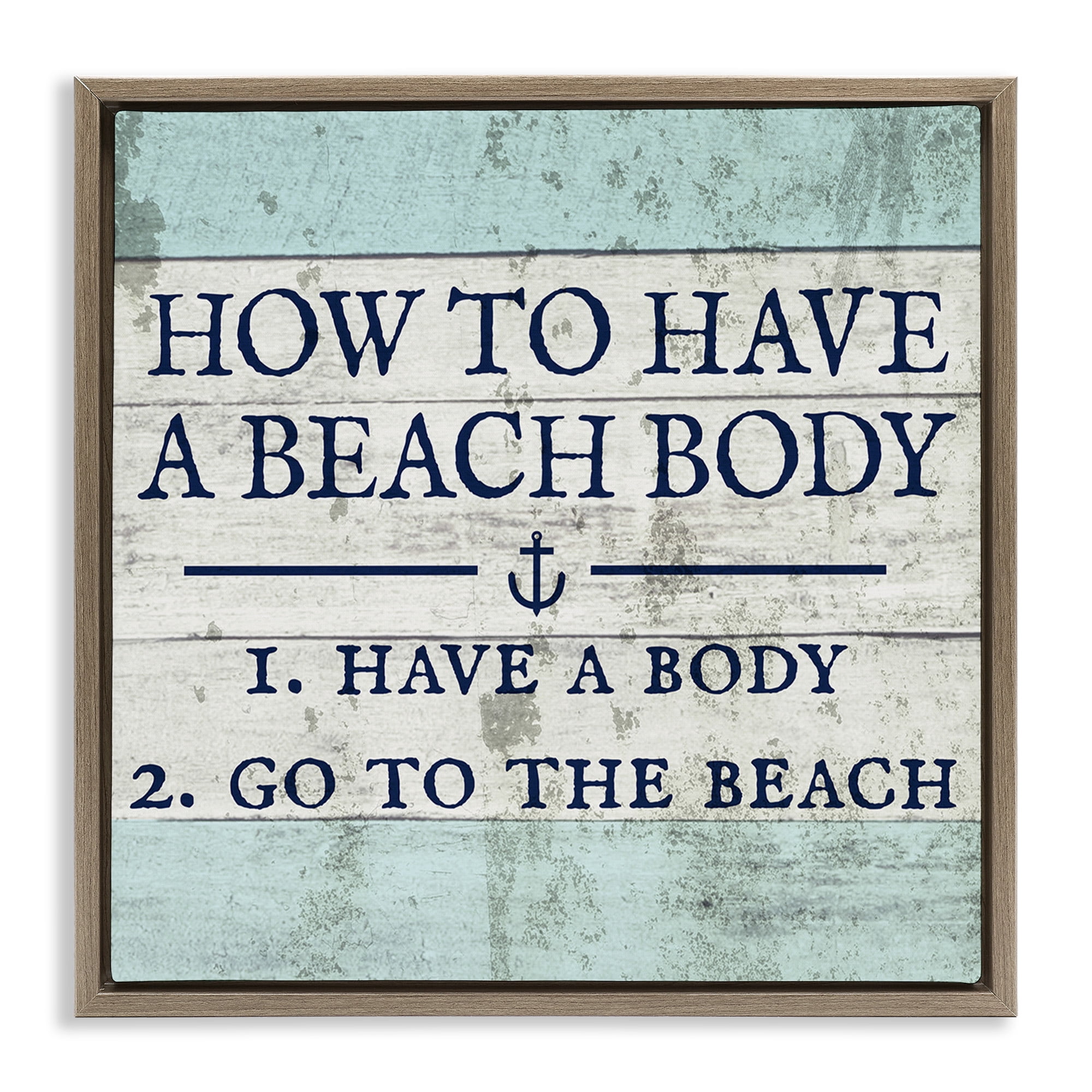 Stupell Industries Sassy Beach Body Steps Typography Painting Brown Floater Framed Canvas Art Print Wall Art, 25 x 25