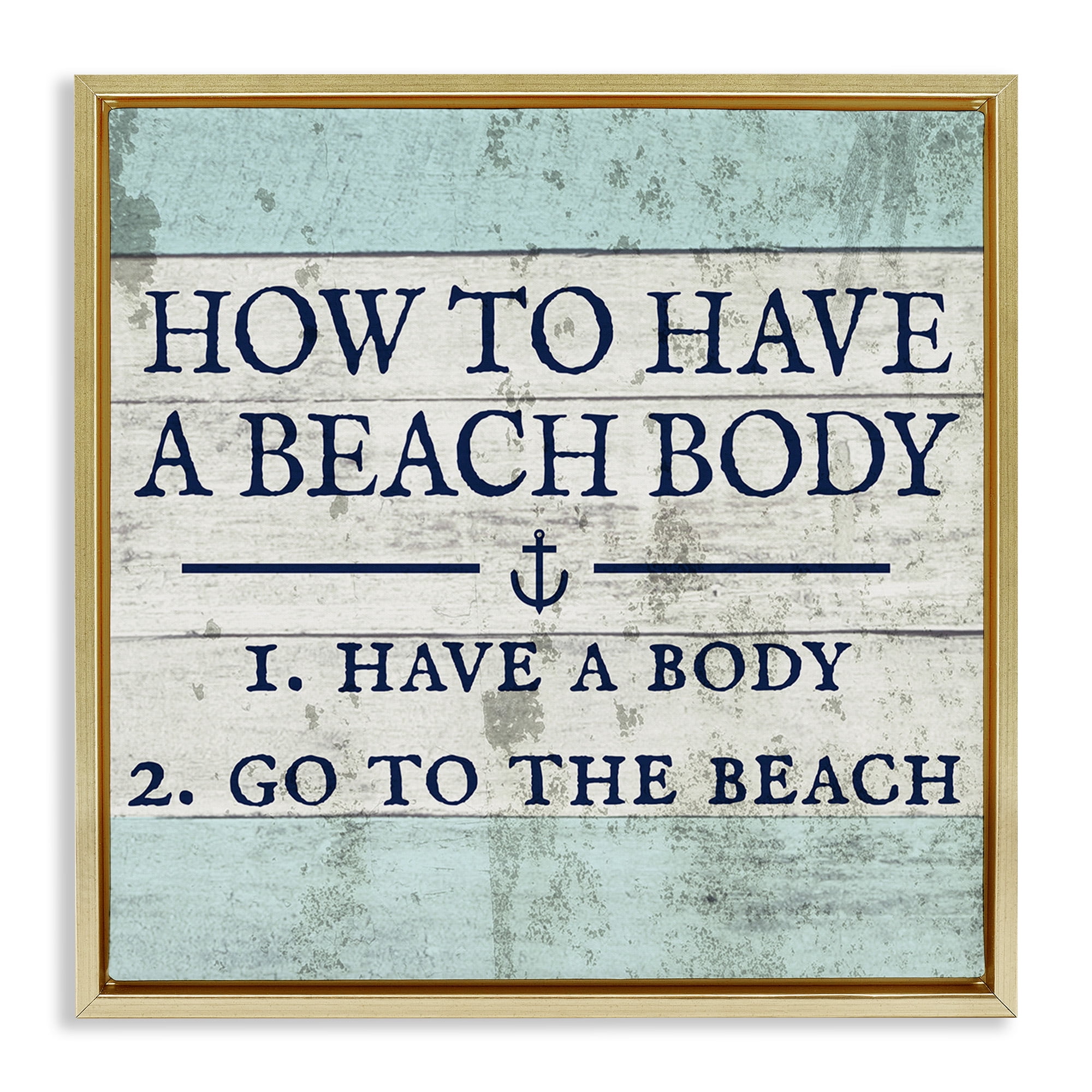 Stupell Industries Sassy Beach Body Steps Typography Painting Gold Floater Framed Canvas Art Print Wall Art, 18 x 18