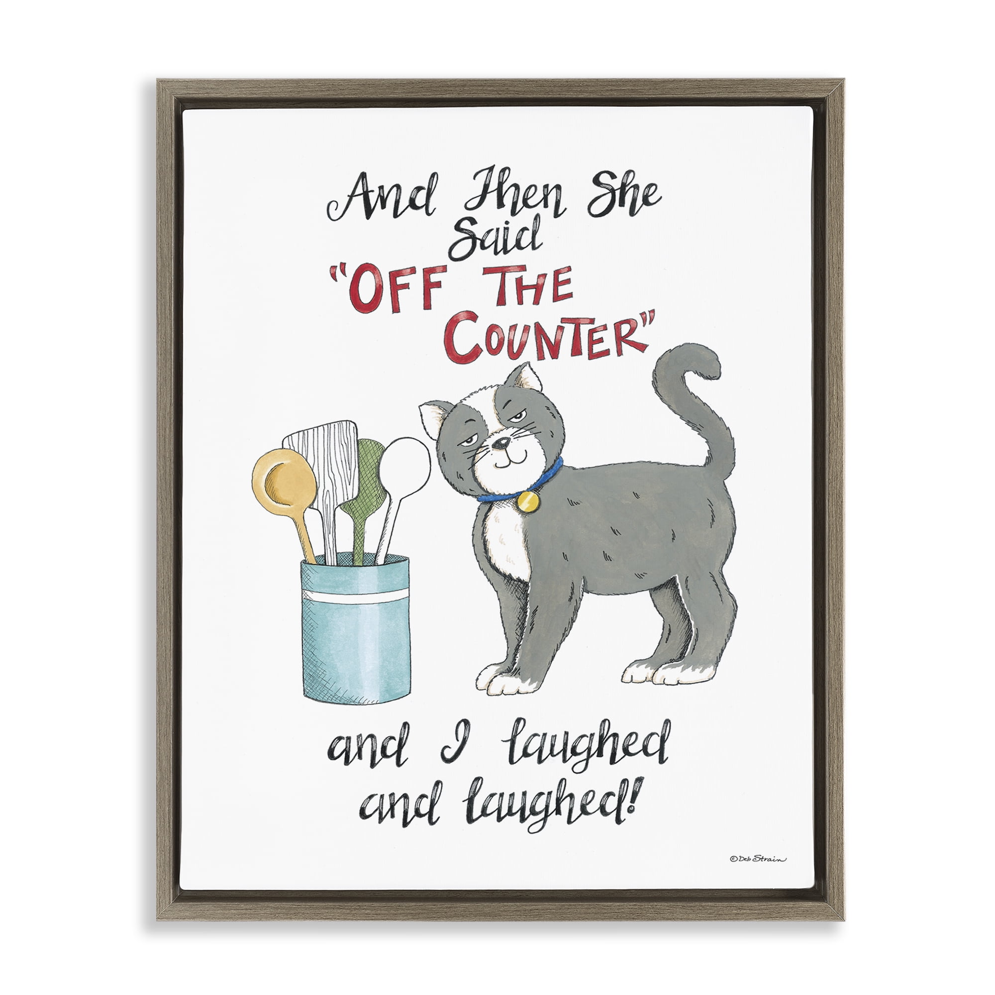 Stupell Industries Sassy Cat Humor Saying Animals Painting Brown Floater Framed Canvas Art Print Wall Art, 17 x 21