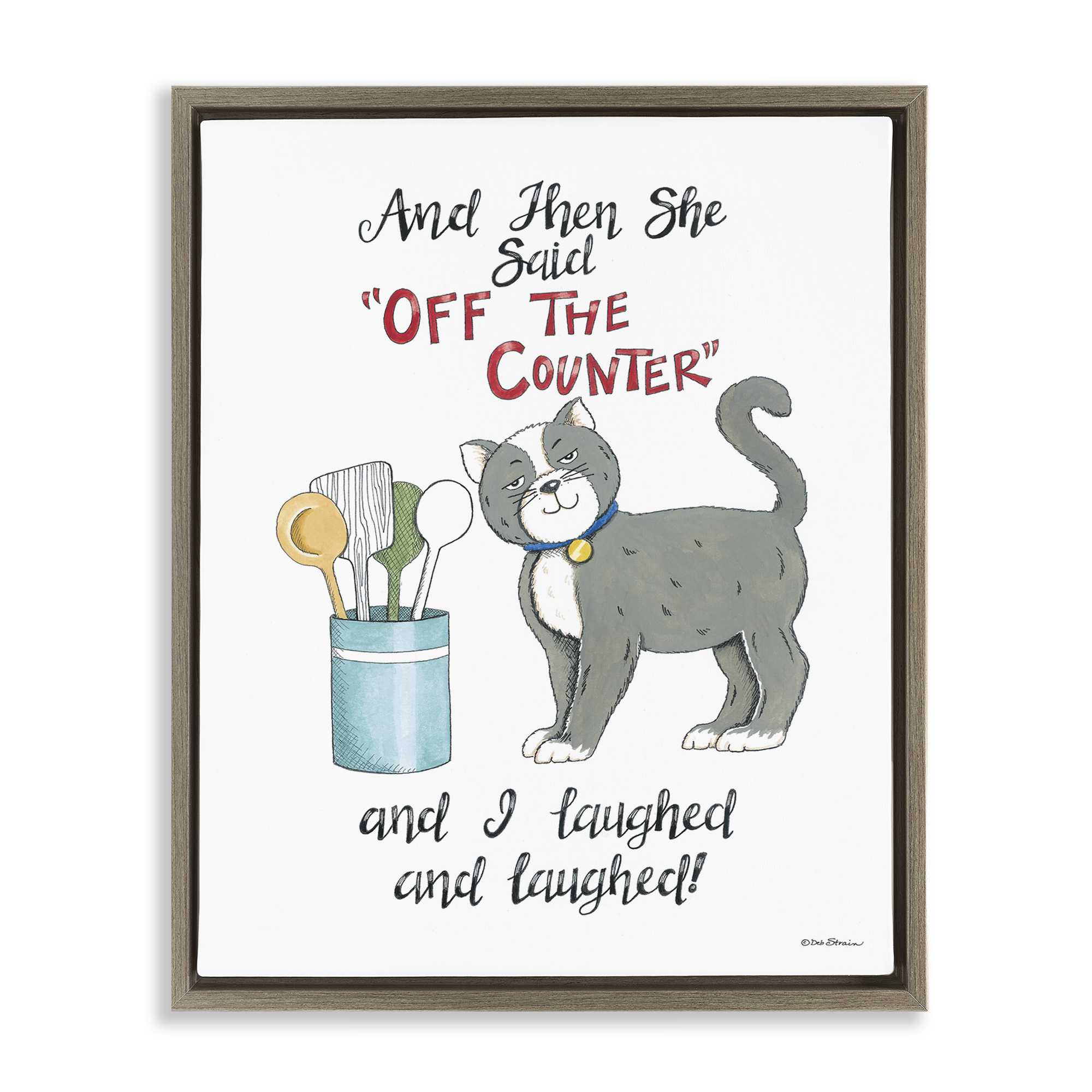 Stupell Industries Sassy Cat Humor Saying Animals Painting Brown Floater Framed Canvas Art Print Wall Art, 25 x 31