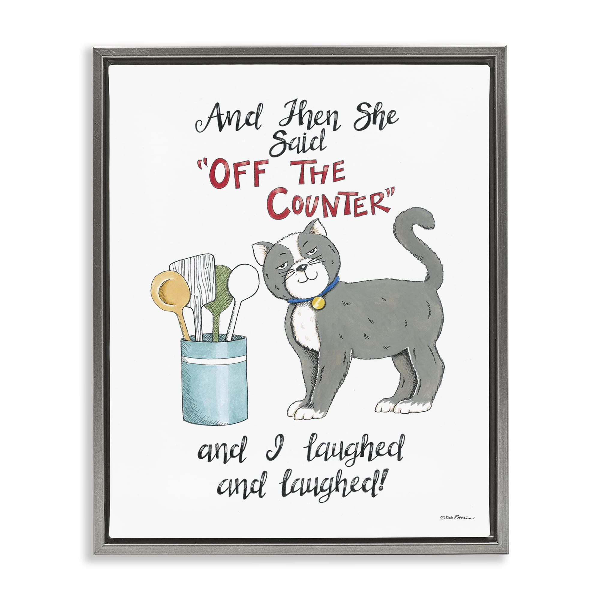 Stupell Industries Sassy Cat Humor Saying Animals Painting Gray Floater Framed Canvas Art Print Wall Art, 17 x 21