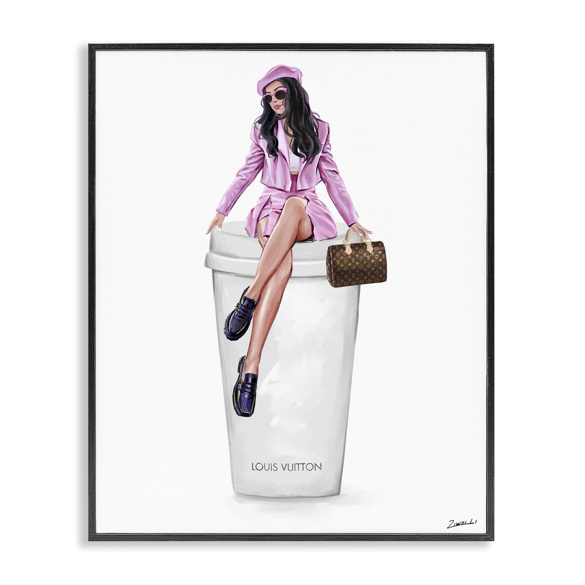 Stupell Industries Sassy Chic Fashionista People Painting Black Framed Art Print Wall Art, 11 x 14