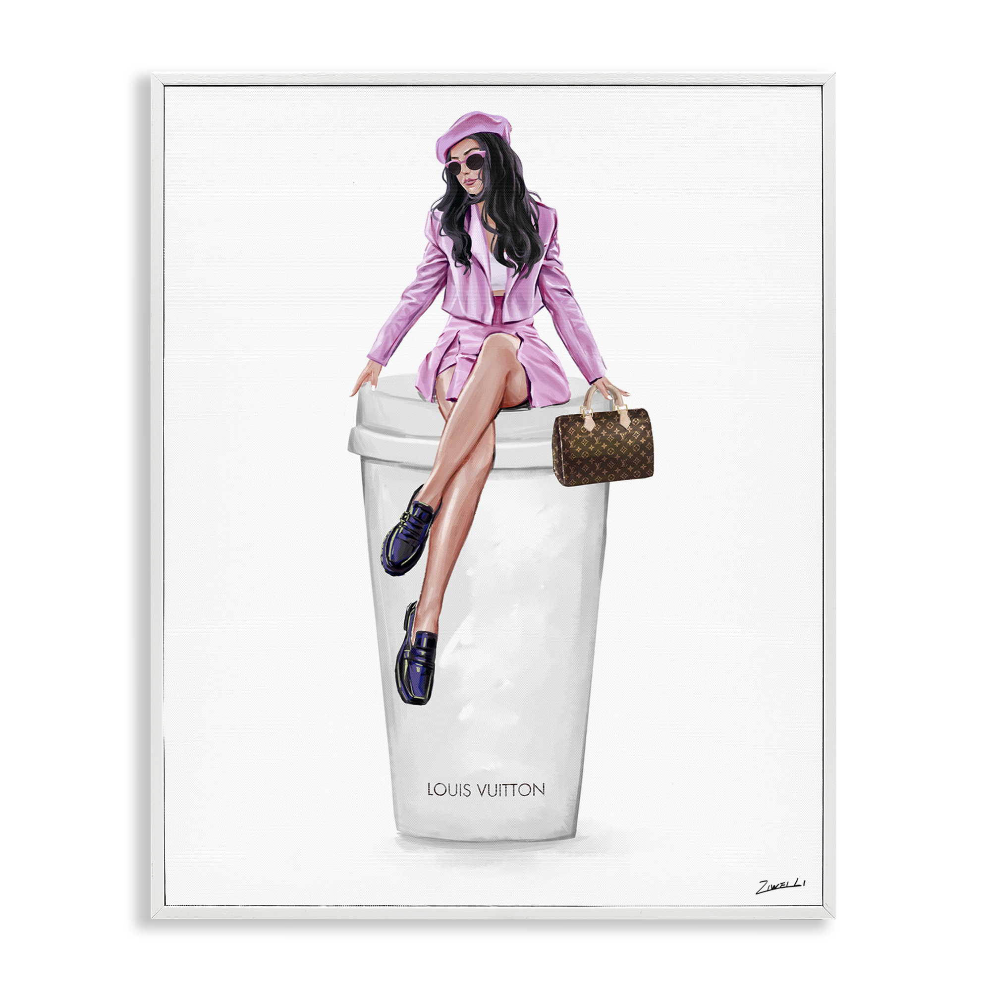 Stupell Industries Sassy Chic Fashionista People Painting White Framed Art Print Wall Art, 16 x 20