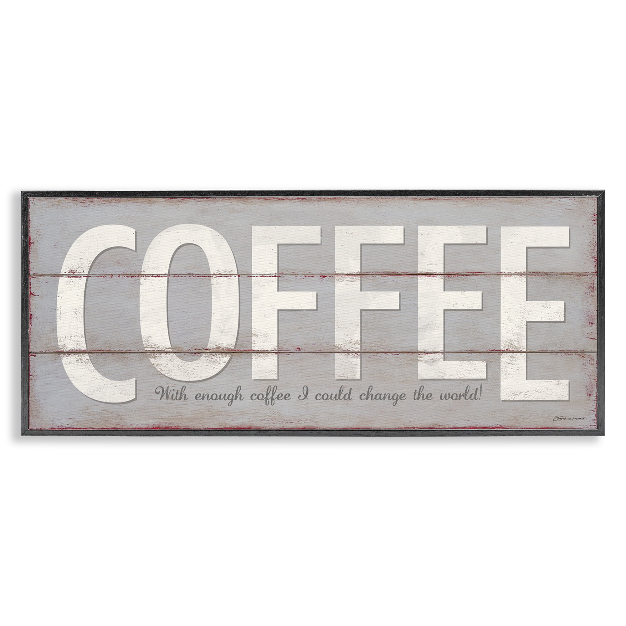 Stupell Industries Sassy Coffee Change The World Food & Beverage Painting Black Framed Art Print Wall Art, 30 x 13