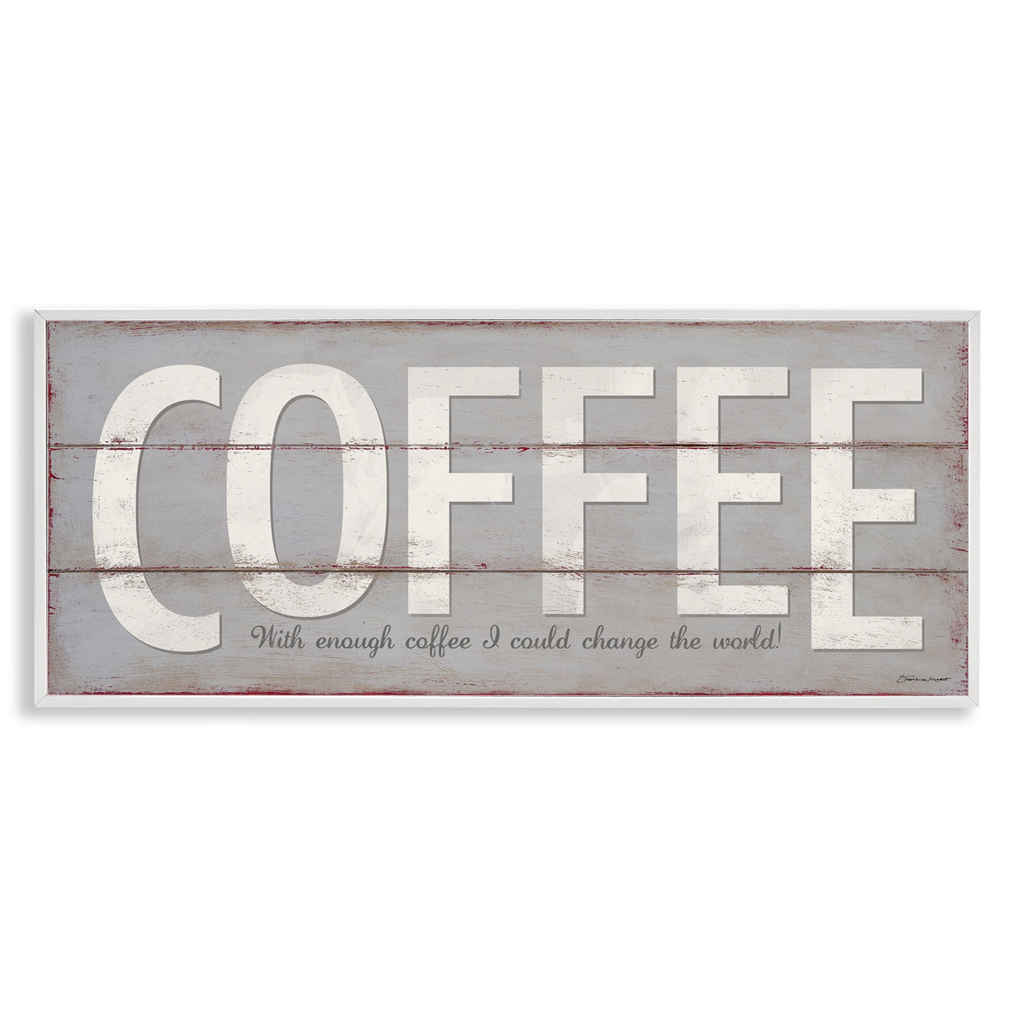 Stupell Industries Sassy Coffee Change The World Food & Beverage Painting White Framed Art Print Wall Art, 24 x 10