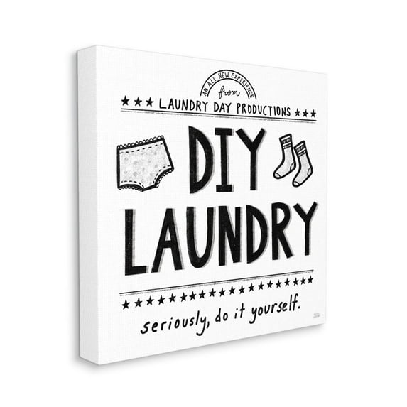 Stupell Industries Sassy DIY Laundry Sign Family Cleaning Home Chores Canvas Wall Art Design by Melissa Averinos, 24" x 24"