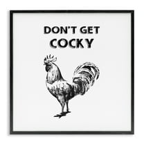 Stupell Industries Sassy Don't Get Cocky Animals Painting Black Framed Art Print Wall Art, 12 x 12