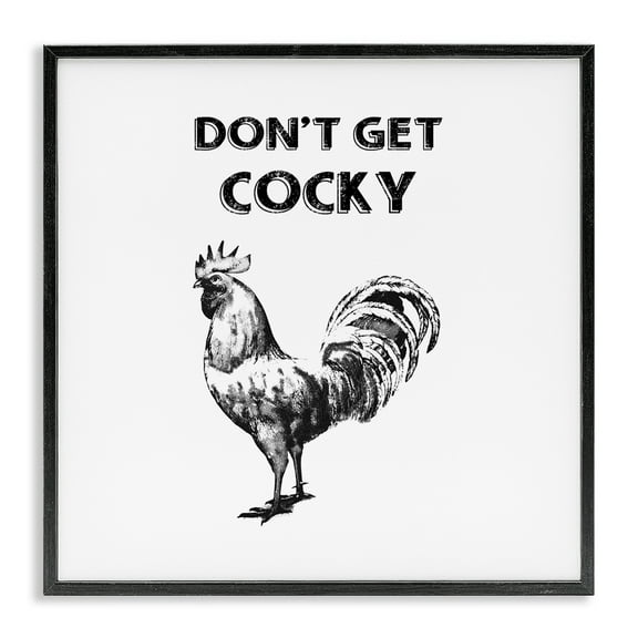 Stupell Industries Sassy Don't Get Cocky Animals Painting Black Framed Art Print Wall Art, 12 x 12