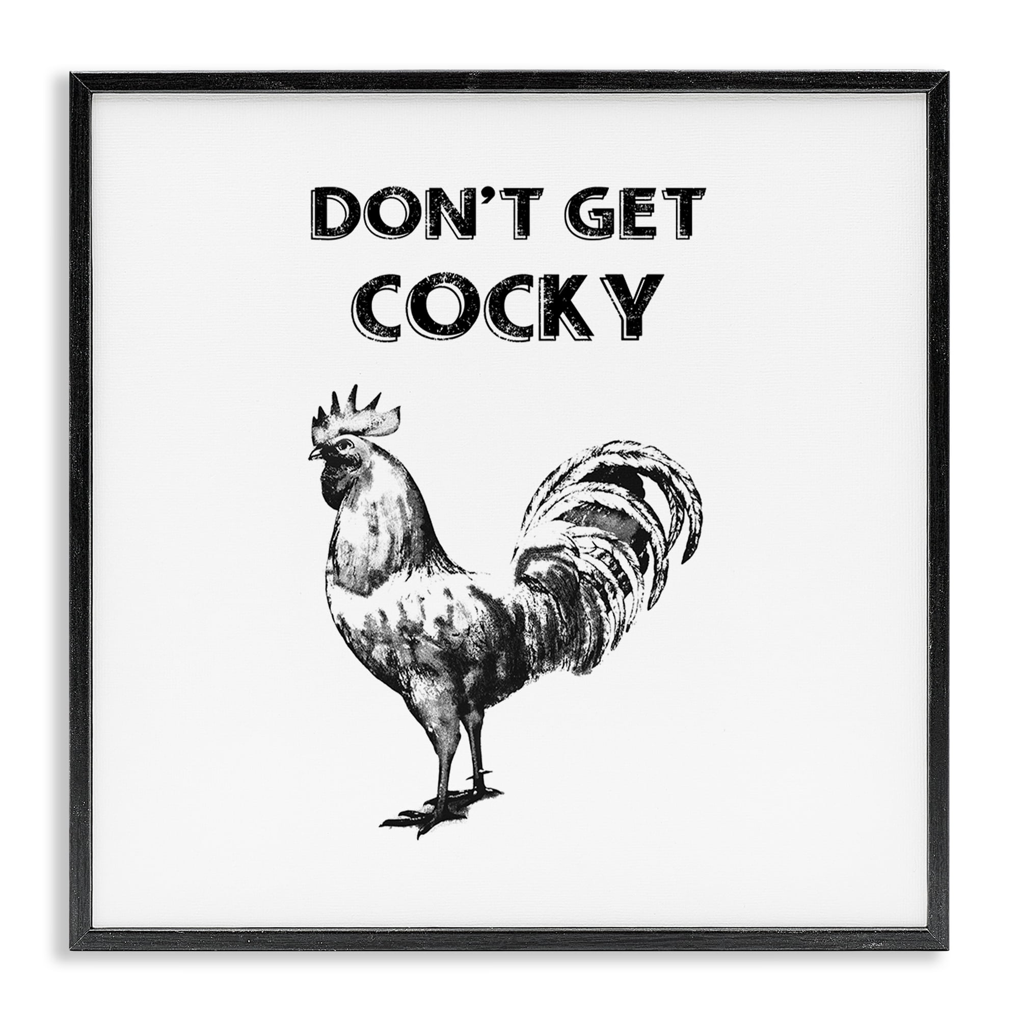 Stupell Industries Sassy Don't Get Cocky Animals Painting Black Framed Art Print Wall Art, 24 x 24