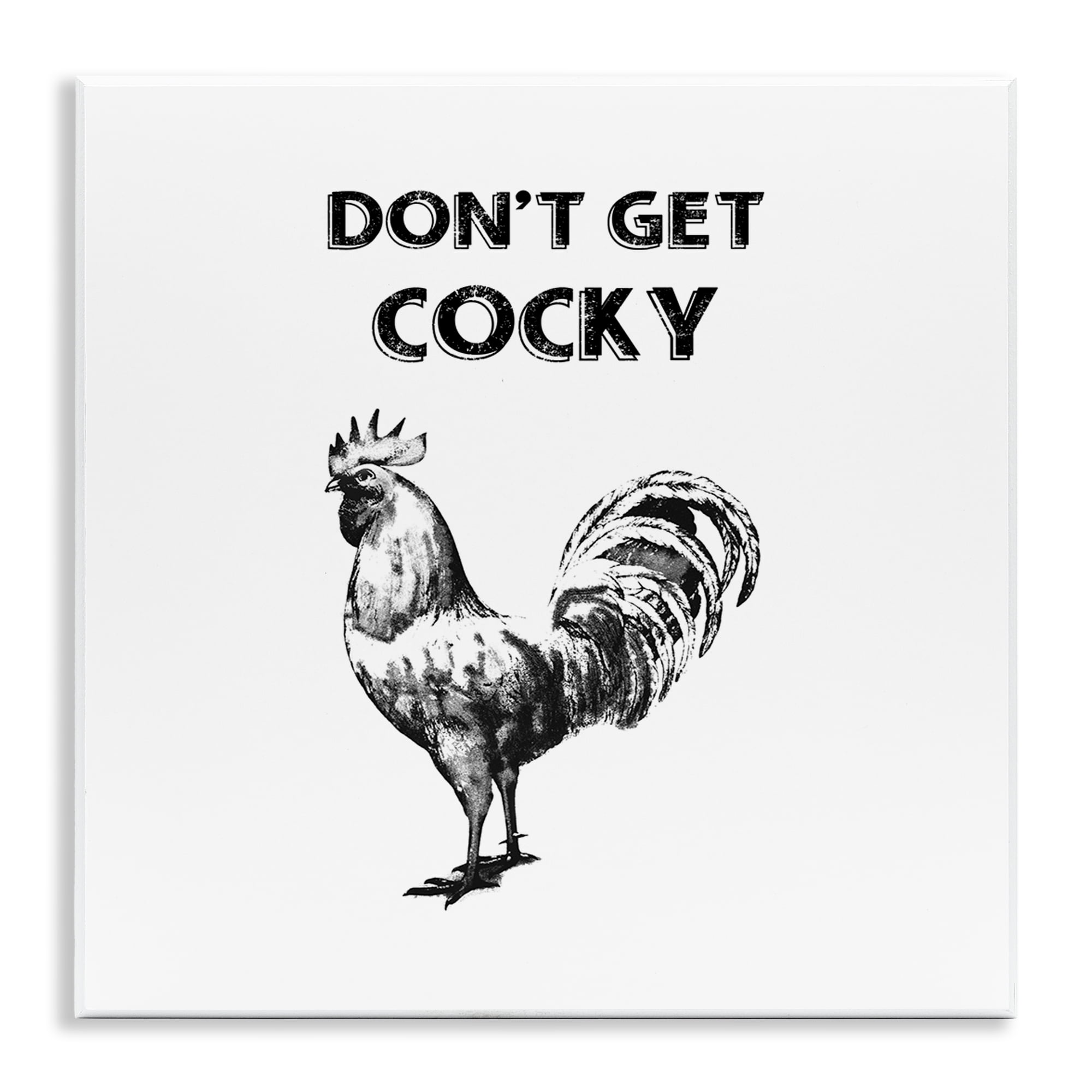 Stupell Industries Sassy Don't Get Cocky Animals Painting Unframed Art Print Wall Art, 12 x 12