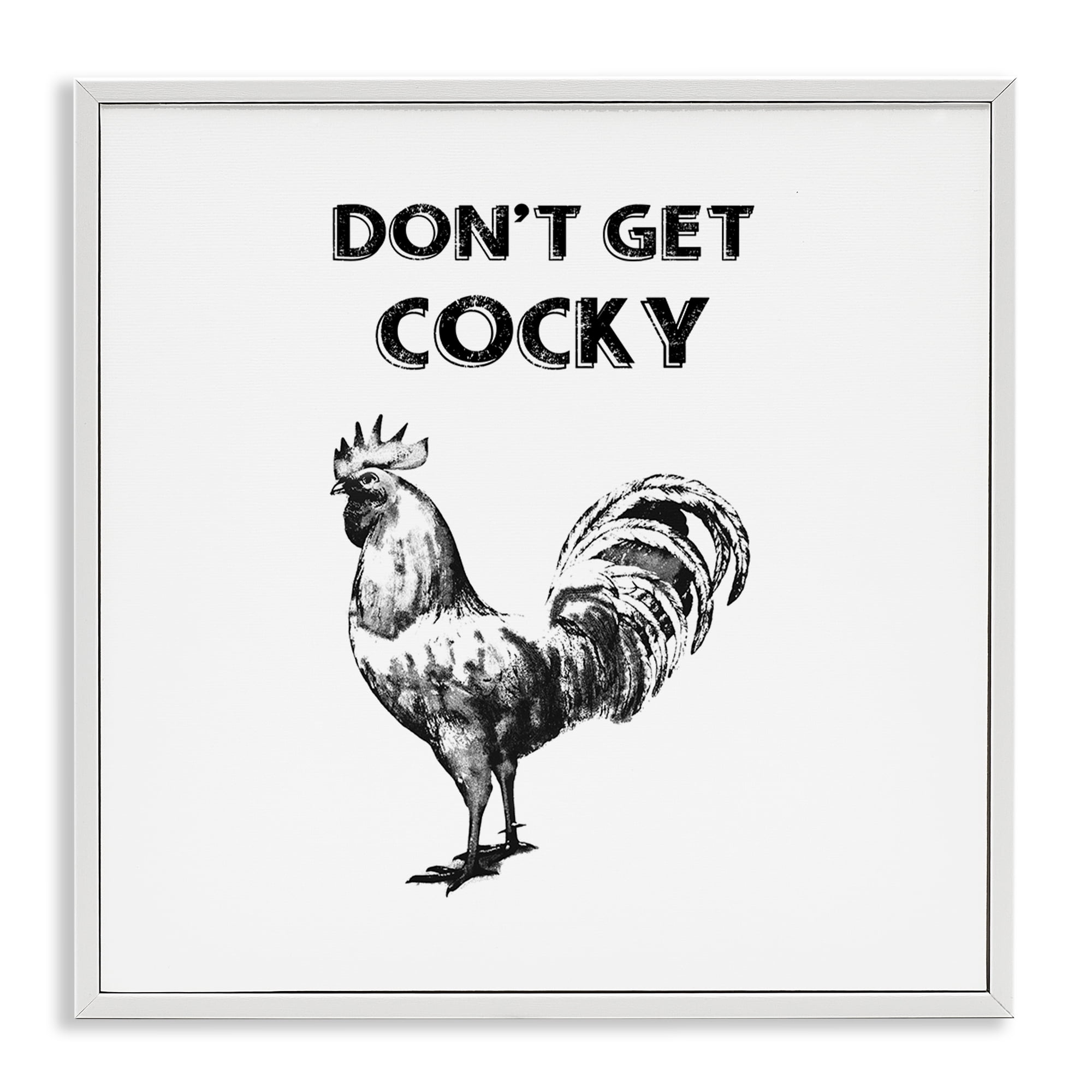 Stupell Industries Sassy Don't Get Cocky Animals Painting White Framed Art Print Wall Art, 17 x 17