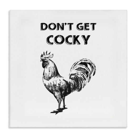 Stupell Industries Sassy Don't Get Cocky Animals Painting Wrapped Canvas Art Print Wall Art, 17 x 17