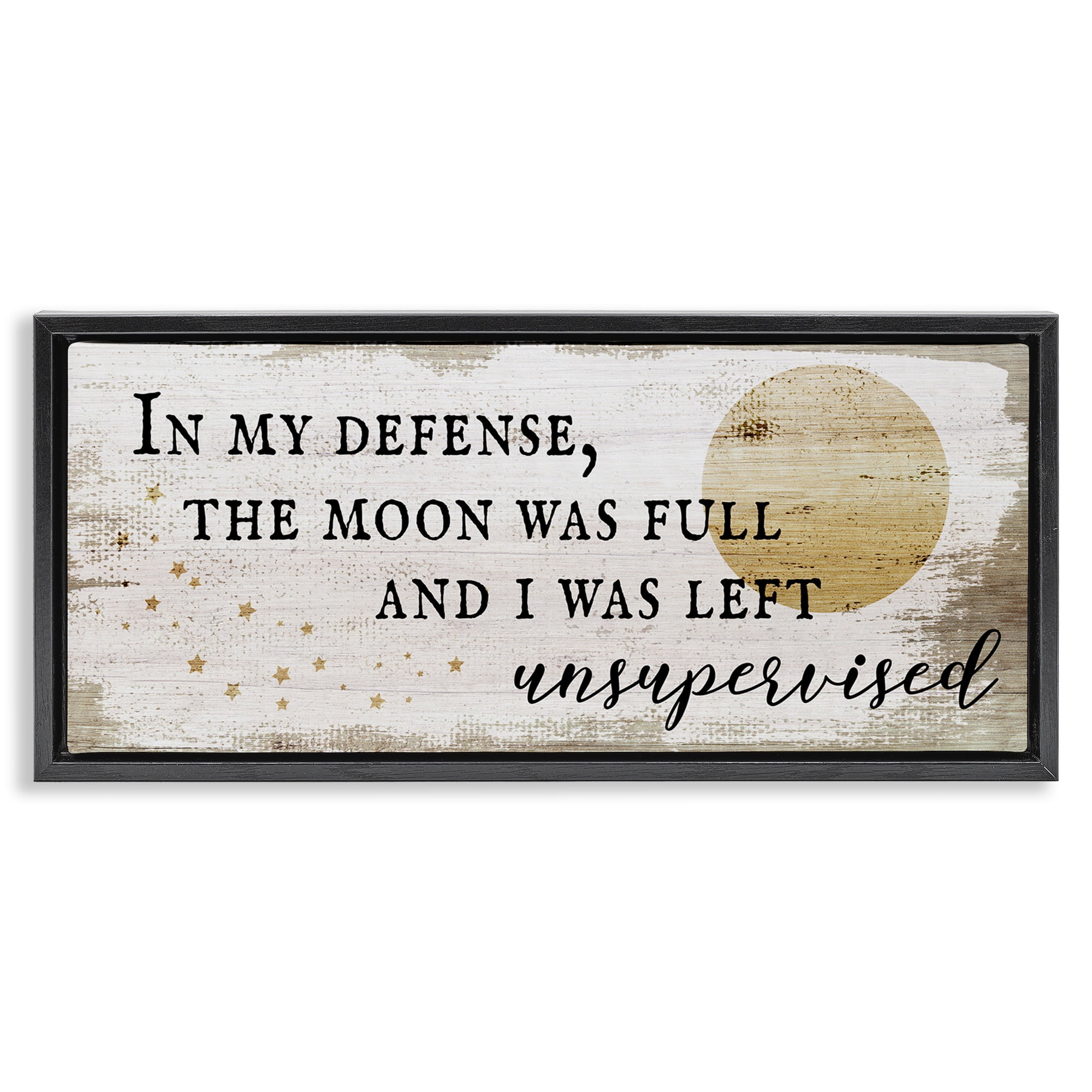 Stupell Industries Sassy Full Moon Halloween Charm Typography Painting Black Floater Framed Canvas Art Print Wall Art, 31 x 14