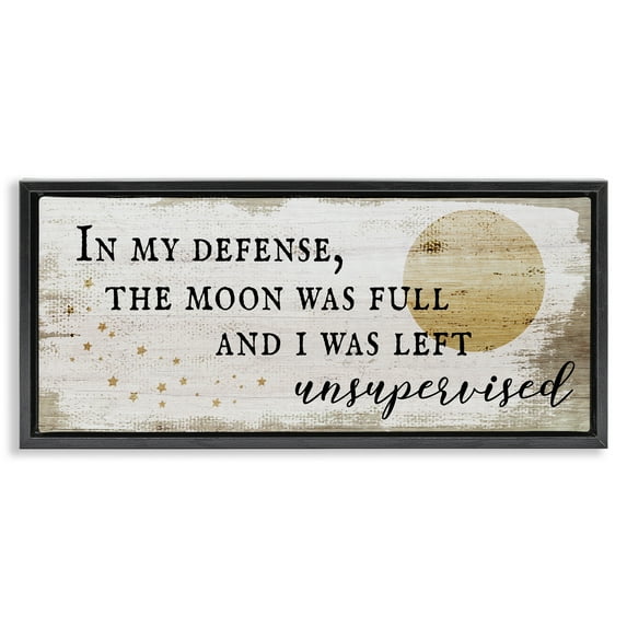 Stupell Industries Sassy Full Moon Halloween Charm Typography Painting Black Floater Framed Canvas Art Print Wall Art, 31 x 14