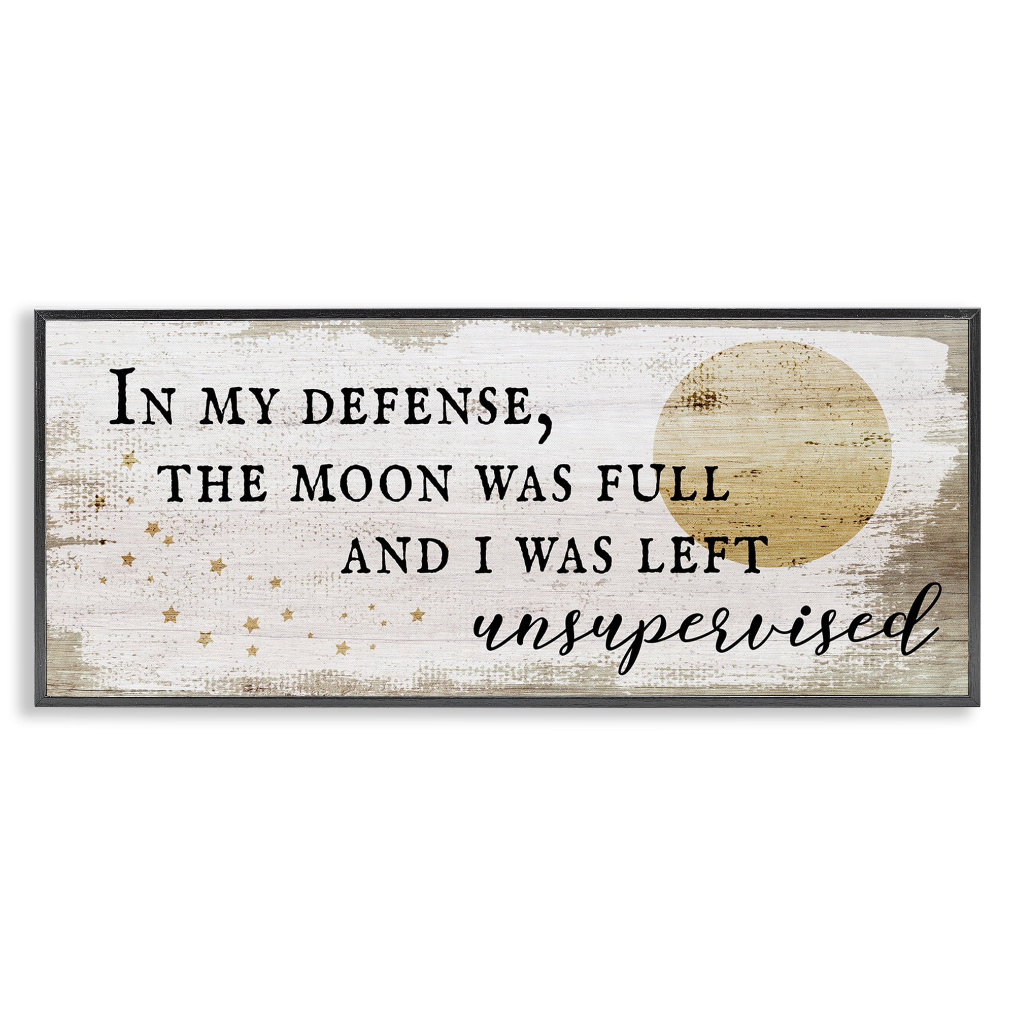 Stupell Industries Sassy Full Moon Halloween Charm Typography Painting Black Framed Art Print Wall Art, 30 x 13