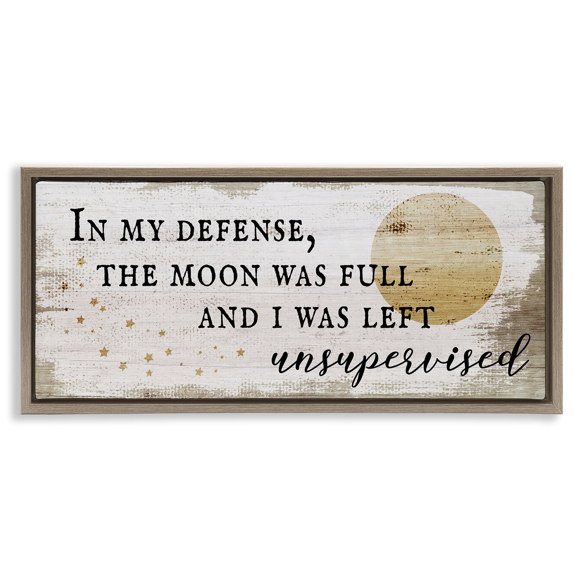 Stupell Industries Sassy Full Moon Halloween Charm Typography Painting Brown Floater Framed Canvas Art Print Wall Art, 31 x 14