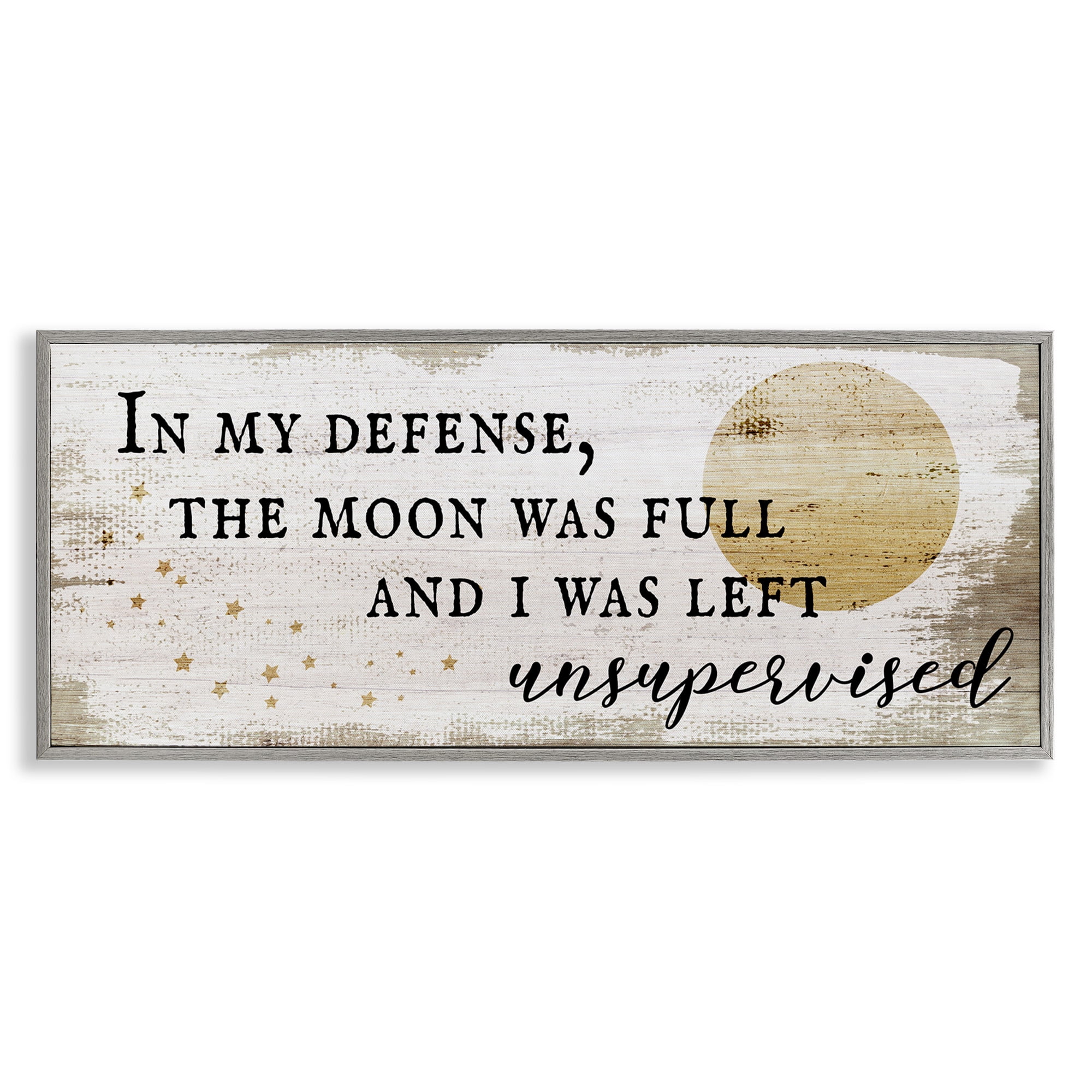 Stupell Industries Sassy Full Moon Halloween Charm Typography Painting Gray Framed Art Print Wall Art, 24 x 10