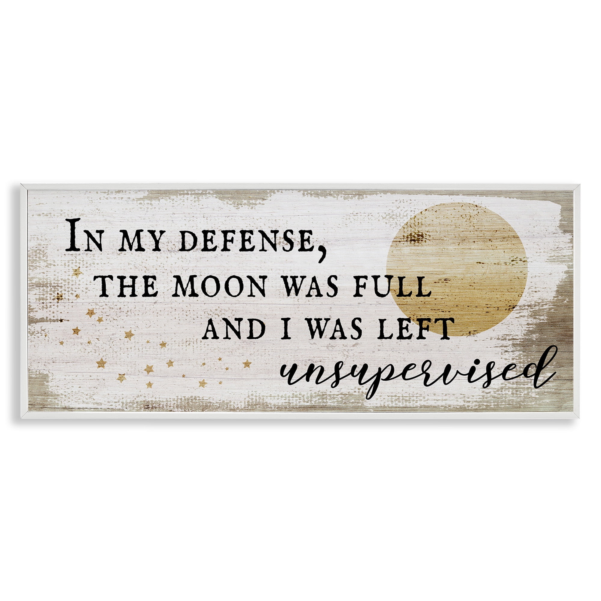 Stupell Industries Sassy Full Moon Halloween Charm Typography Painting White Framed Art Print Wall Art, 30 x 13