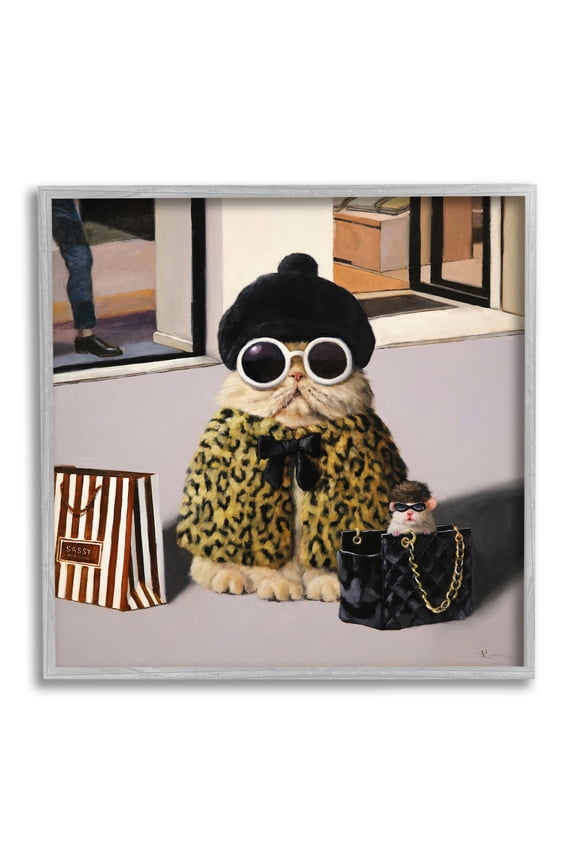 Industries Sassy Glam Cat Designer Fashion Couture Handbag , 12 x 12, Design by Lucia Heffernan