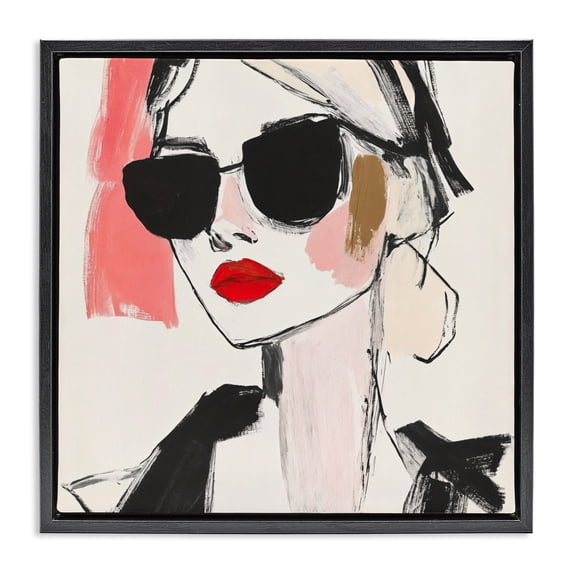 Stupell Industries Modern Sassy Glamour Sketch Black Floating Frame Canvas Art, 18 x 18, by Andrea Haase