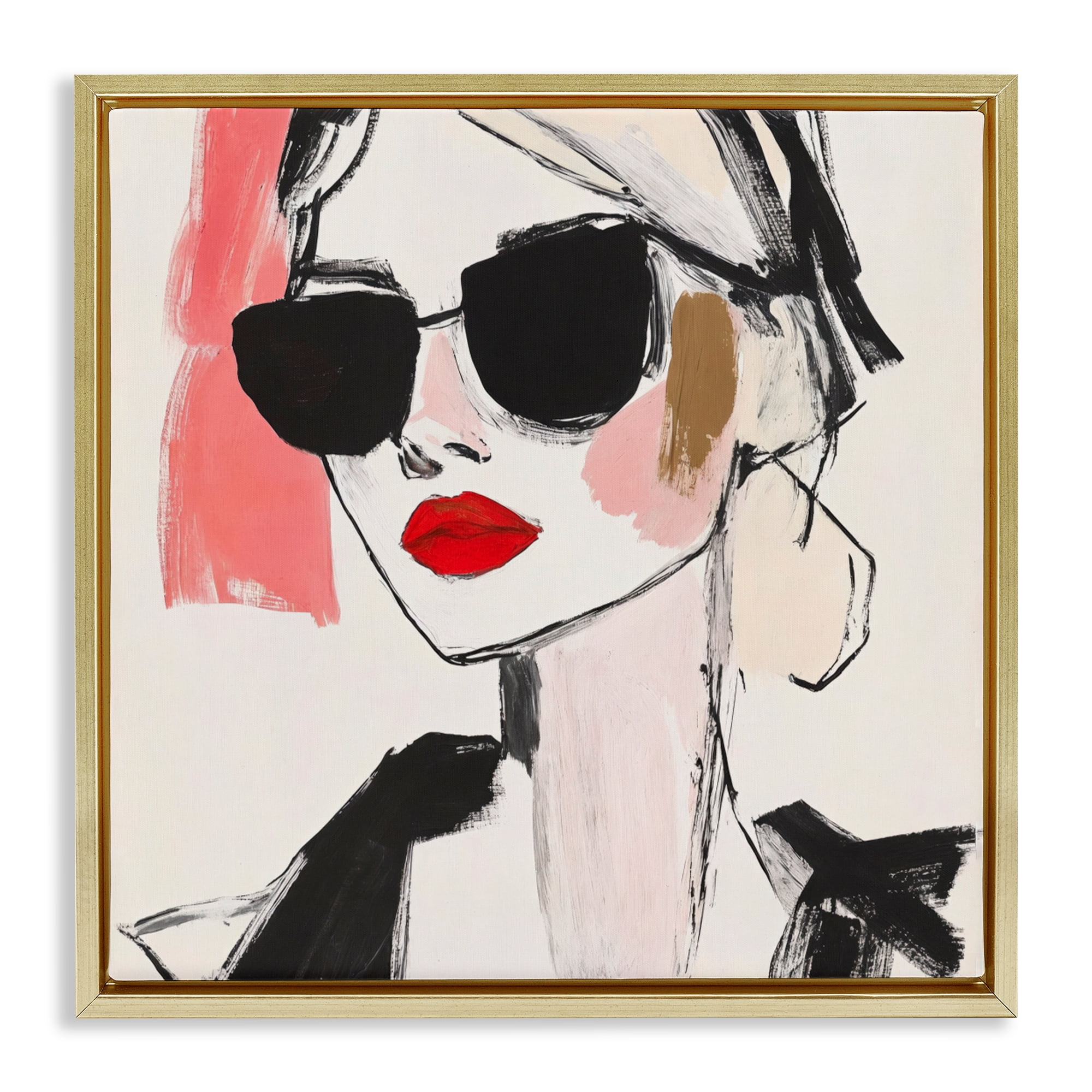 Stupell Industries Sassy Glamour Sketch Gold Framed Floater Canvas Wall Art, design by Andrea Haase