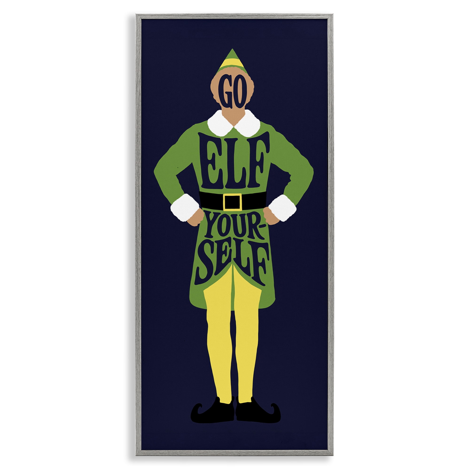 Stupell Industries Sassy Go Elf Yourself Holiday Painting Gray Framed Art Prints Wall Art, 10 x 24