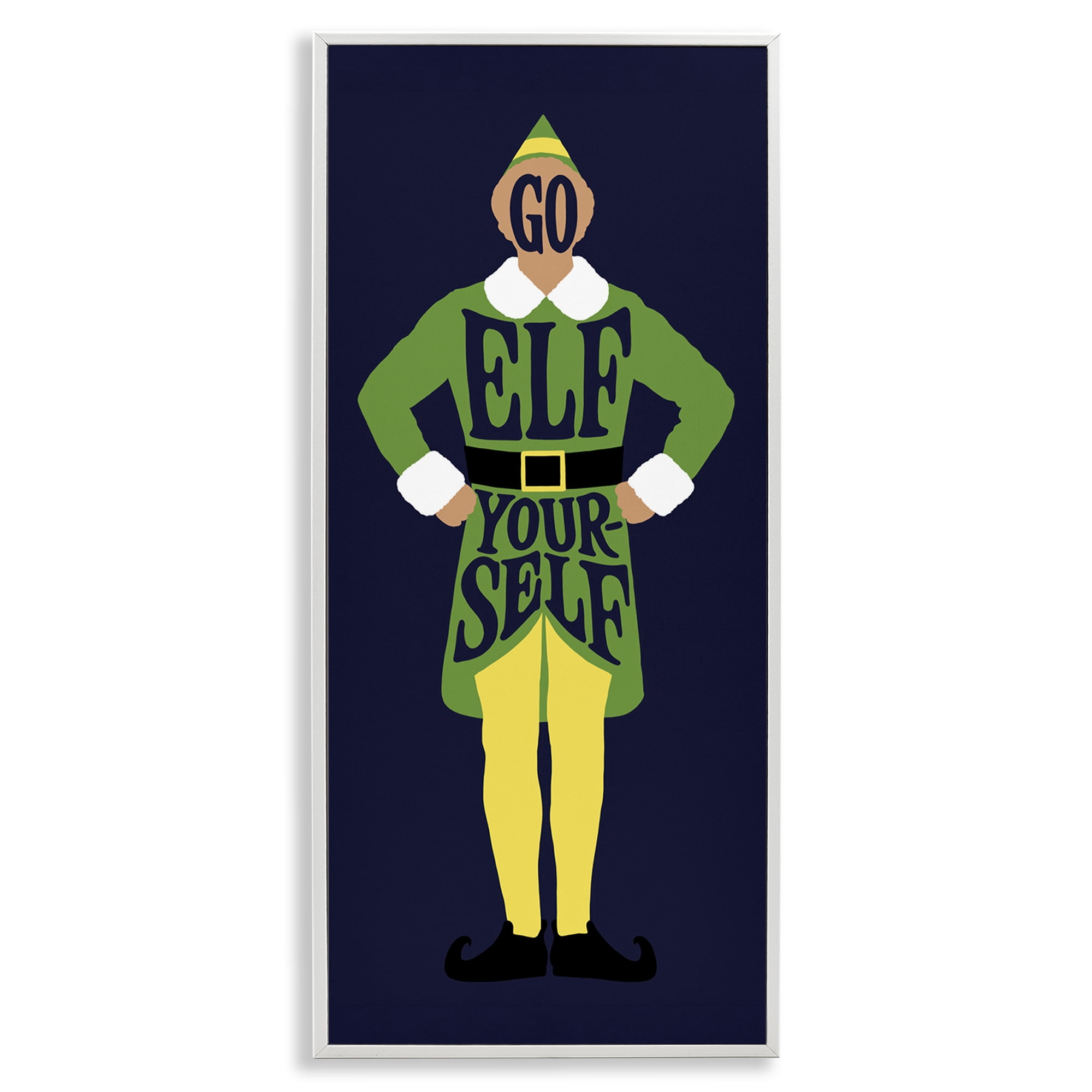 Stupell Industries Sassy Go Elf Yourself Holiday Painting White Framed Art Prints Wall Art, 13 x 30