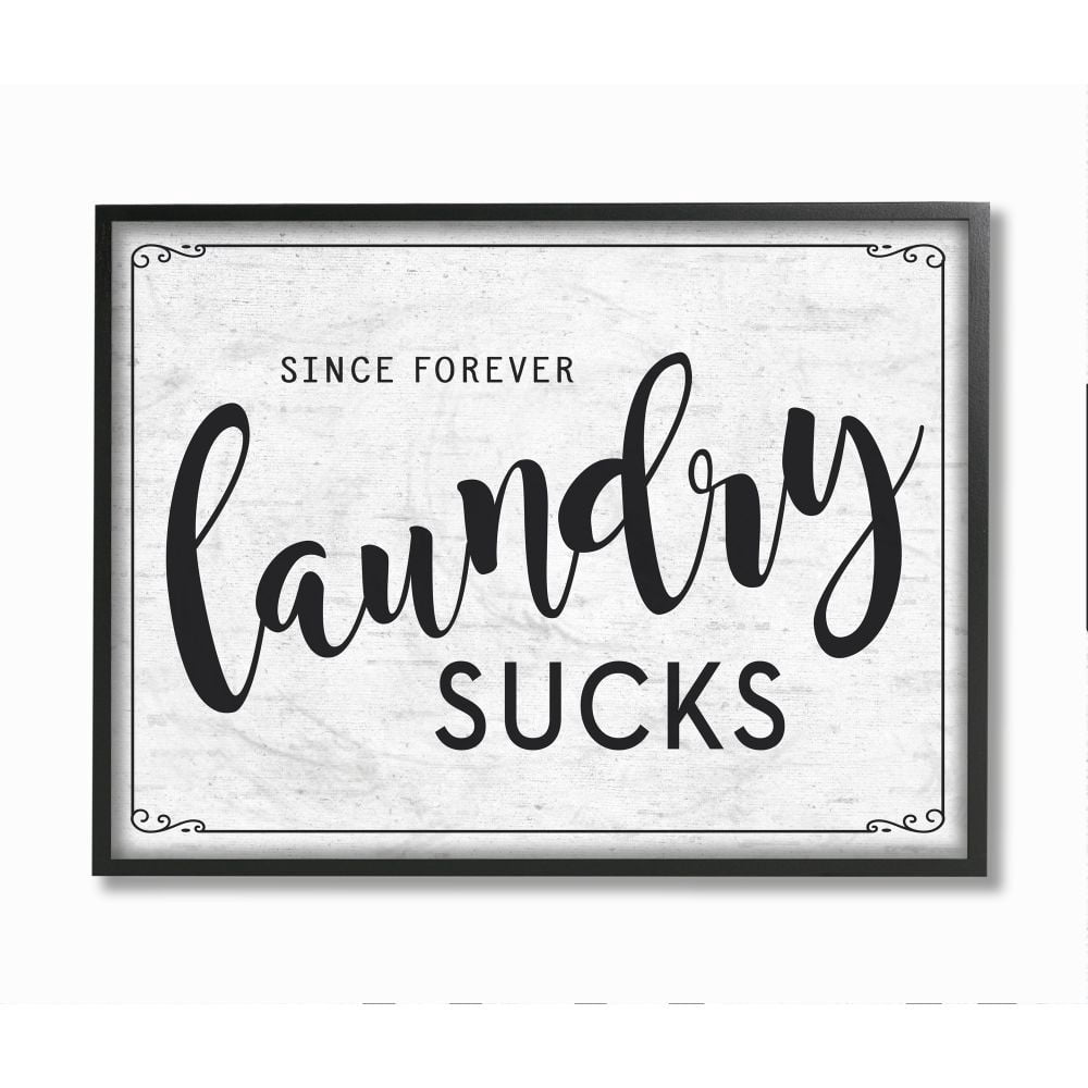 Stupell Industries Sassy Laundry Room Sign Funny Family Humor Framed Wall Art Design by Lettered and Lined, 11" x 14", Black Framed