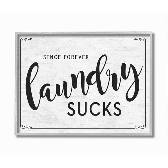 Stupell Industries Sassy Laundry Room Sign Funny Family Humor Framed Wall Art Design by Lettered and Lined, 16" x 20", Gray Framed
