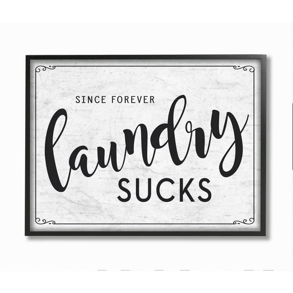Stupell Industries Sassy Laundry Room Sign Funny Family Humor Framed Wall Art Design by Lettered and Lined, 24" x 30", Black Framed