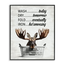 Stupell Industries Sassy Moose & Laundry Quotes and Sayings Painting Black Framed Art Print Wall Art, 11 x 14