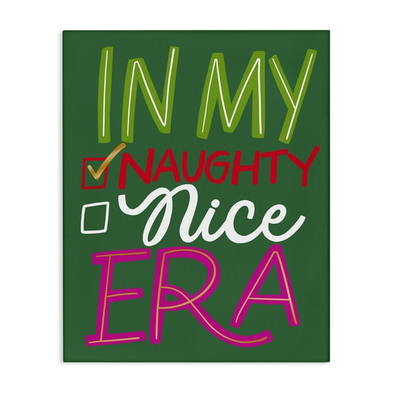 Stupell Industries Sassy Naughty or Nice Era Humor Painting Wrapped Canvas Canvas Art Print Wall Art, 24 x 30