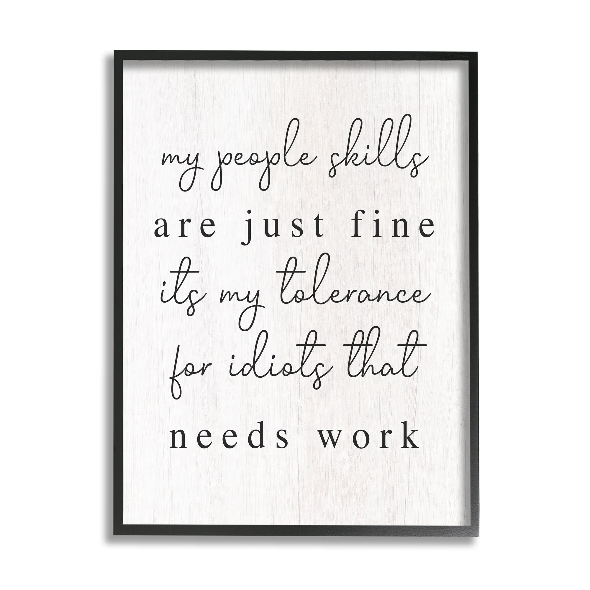 Stupell Industries Sassy People Skills Phrase Inspirational Painting Black Framed Art Print Wall Art, 11 x 14