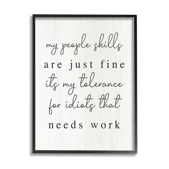 Stupell Industries Sassy People Skills Phrase Inspirational Painting Black Framed Art Print Wall Art, 16 x 20