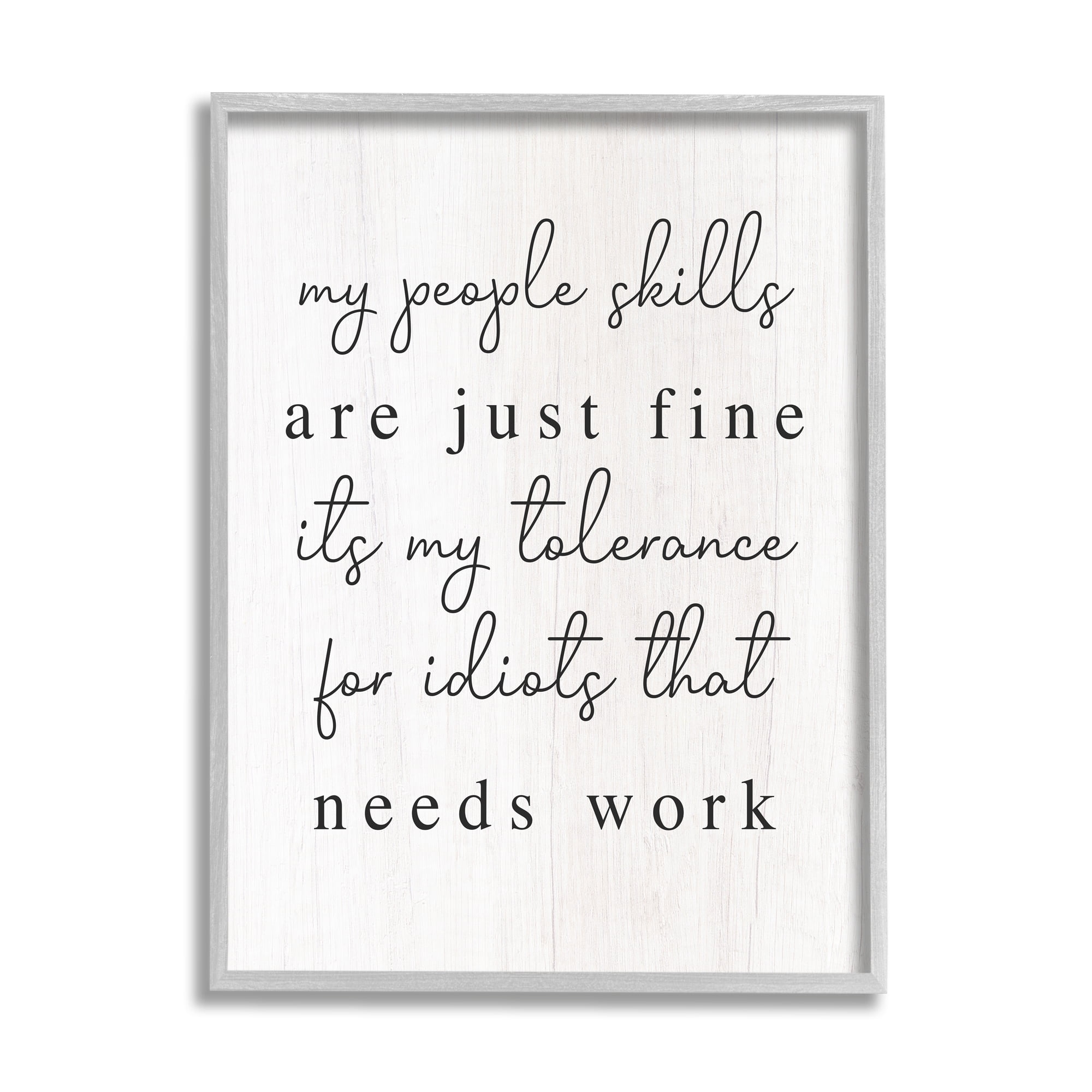 Stupell Industries Sassy People Skills Phrase Inspirational Painting Gray Framed Art Print Wall Art, 24 x 30