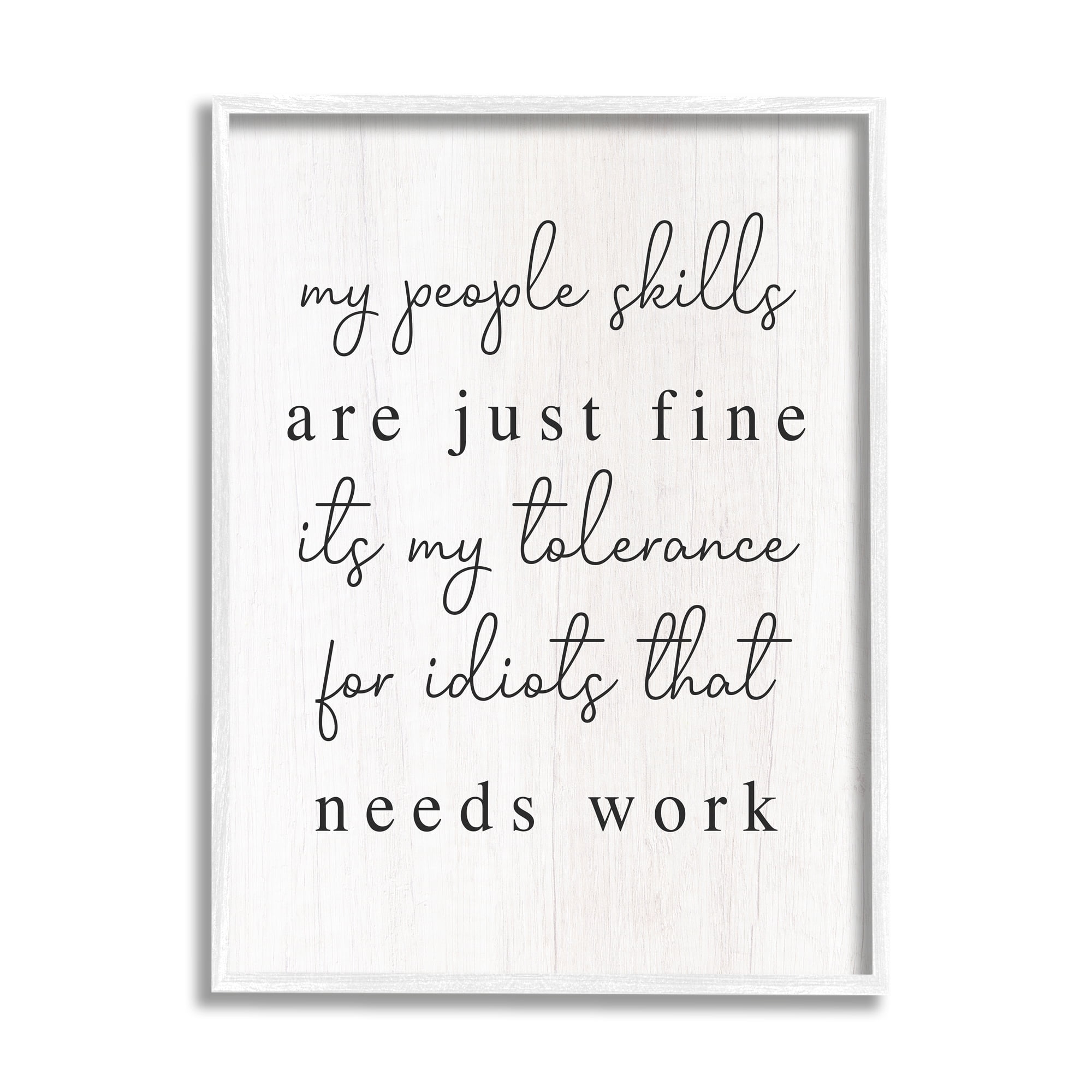 Stupell Industries Sassy People Skills Phrase Inspirational Painting White Framed Art Print Wall Art, 11 x 14