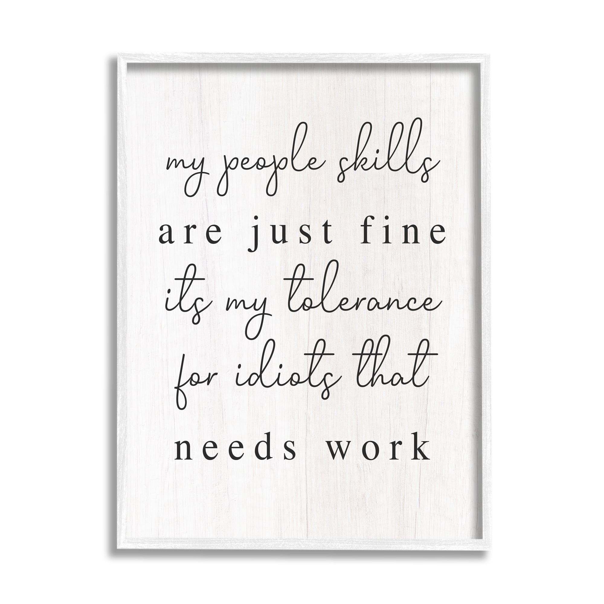 Stupell Industries Sassy People Skills Phrase Inspirational Painting White Framed Art Print Wall Art, 24 x 30