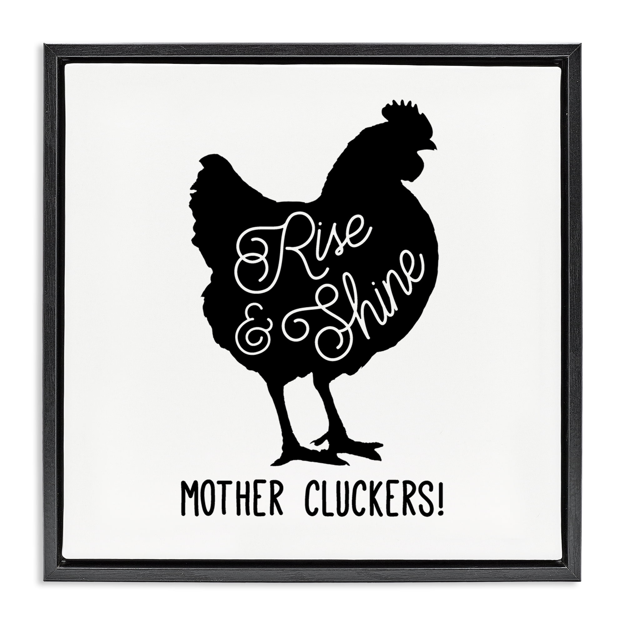 Stupell Industries Sassy Rise & Shine Rooster Animals Painting Black Floater Framed Canvas Art Print Wall Art, 18 x 18
