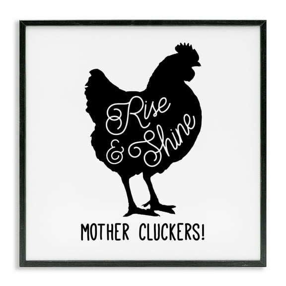 Stupell Industries Sassy Rise & Shine Rooster Animals Painting Black Framed Art Print Wall Art, 12 x 12