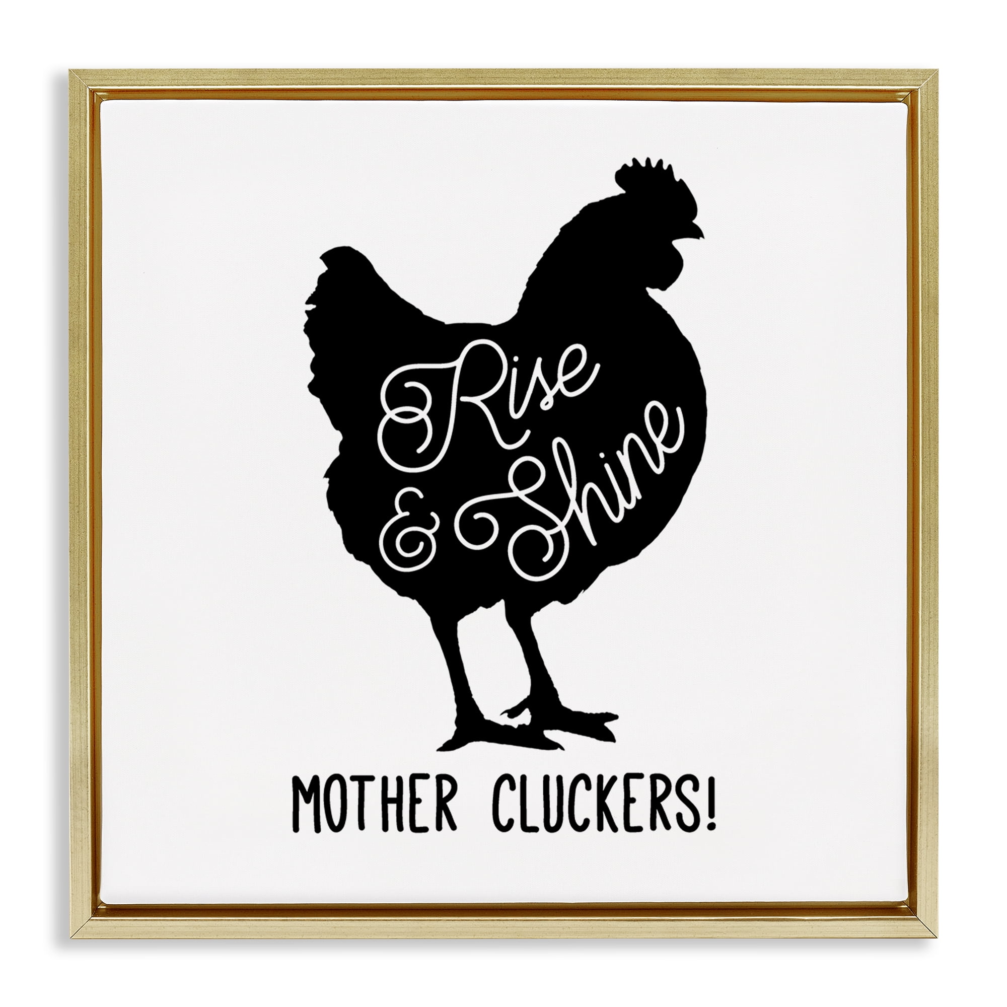 Stupell Industries Sassy Rise & Shine Rooster Animals Painting Gold Floater Framed Canvas Art Print Wall Art, 25 x 25