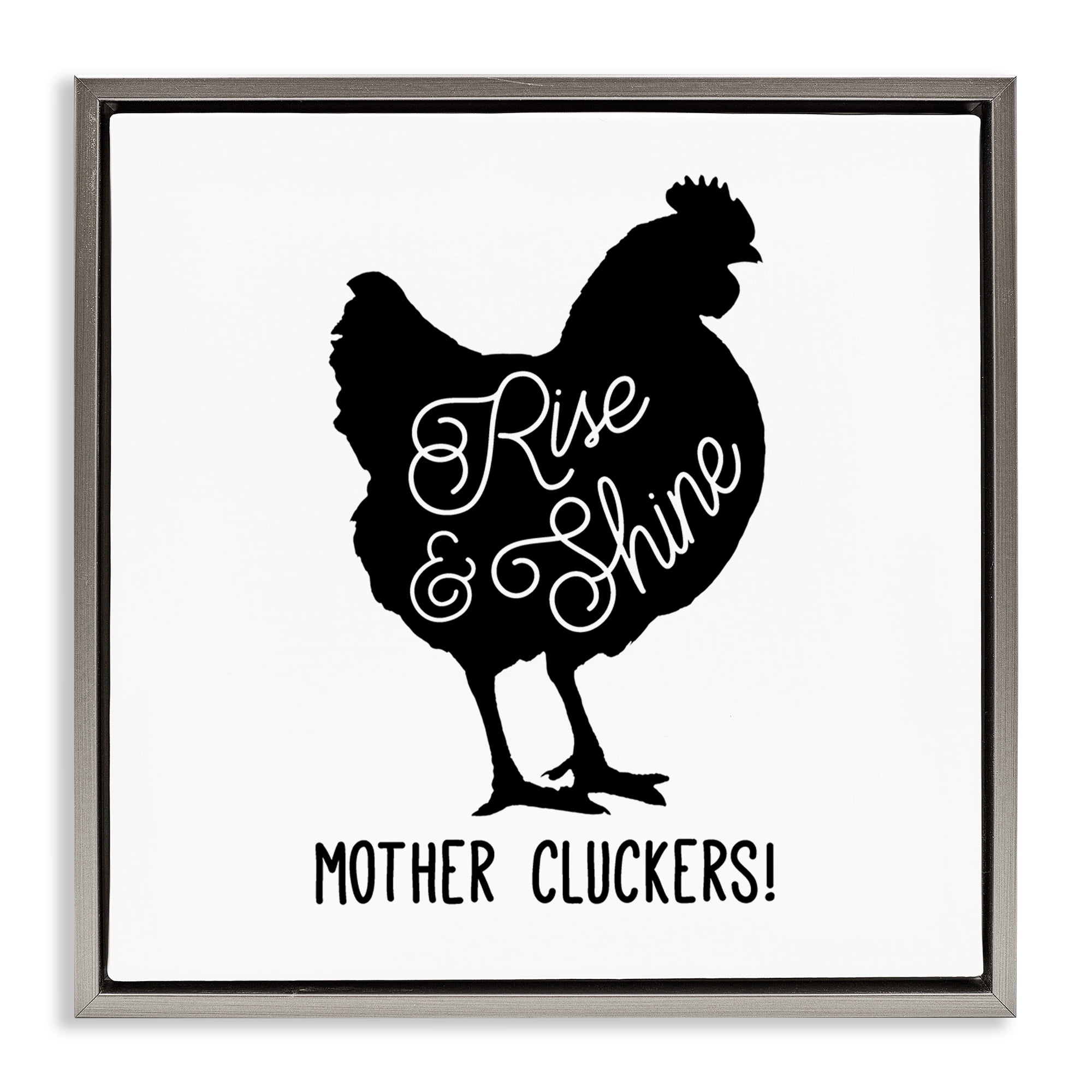 Stupell Industries Sassy Rise & Shine Rooster Animals Painting Gray Floater Framed Canvas Art Print Wall Art, 18 x 18