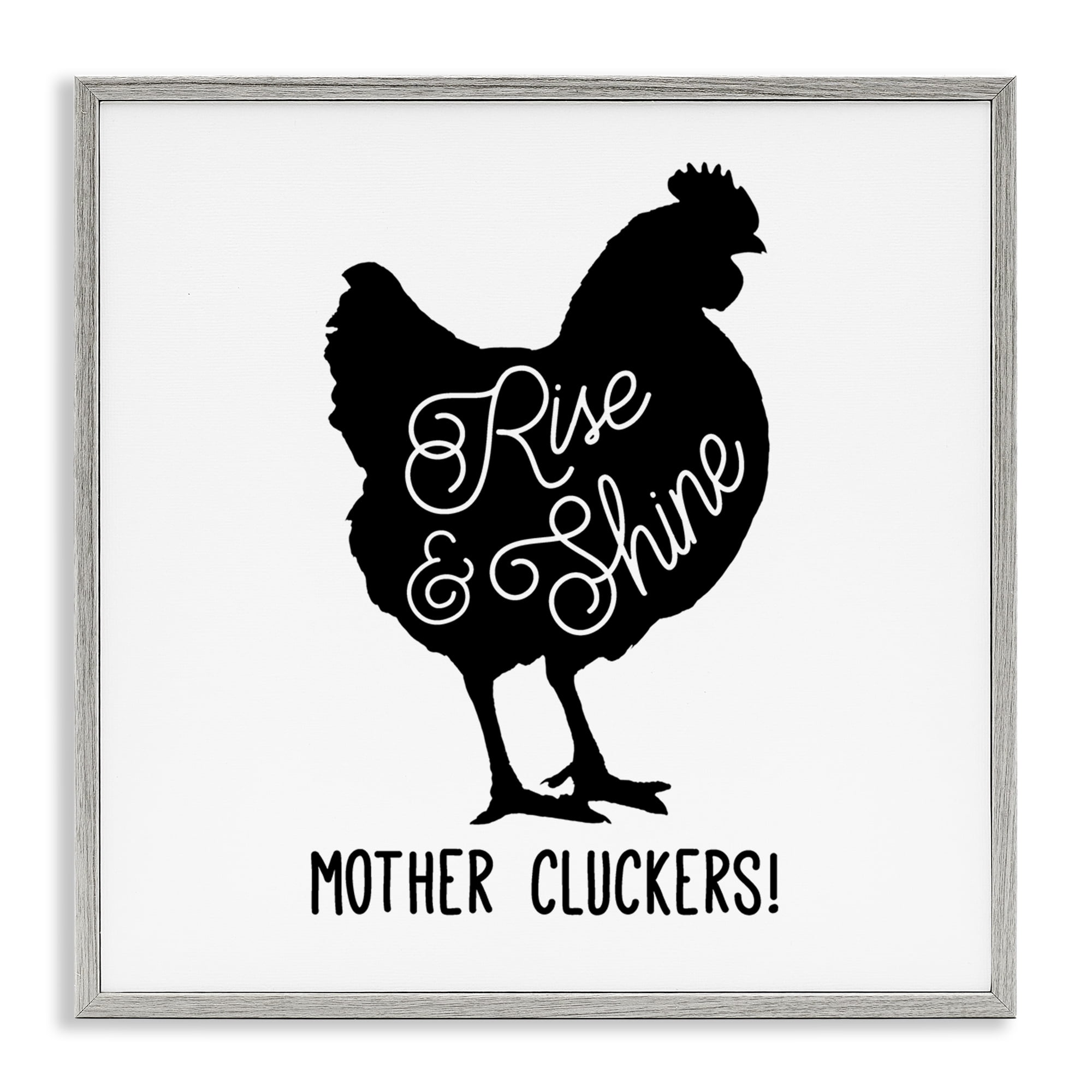 Stupell Industries Sassy Rise & Shine Rooster Animals Painting Gray Framed Art Print Wall Art, 24 x 24