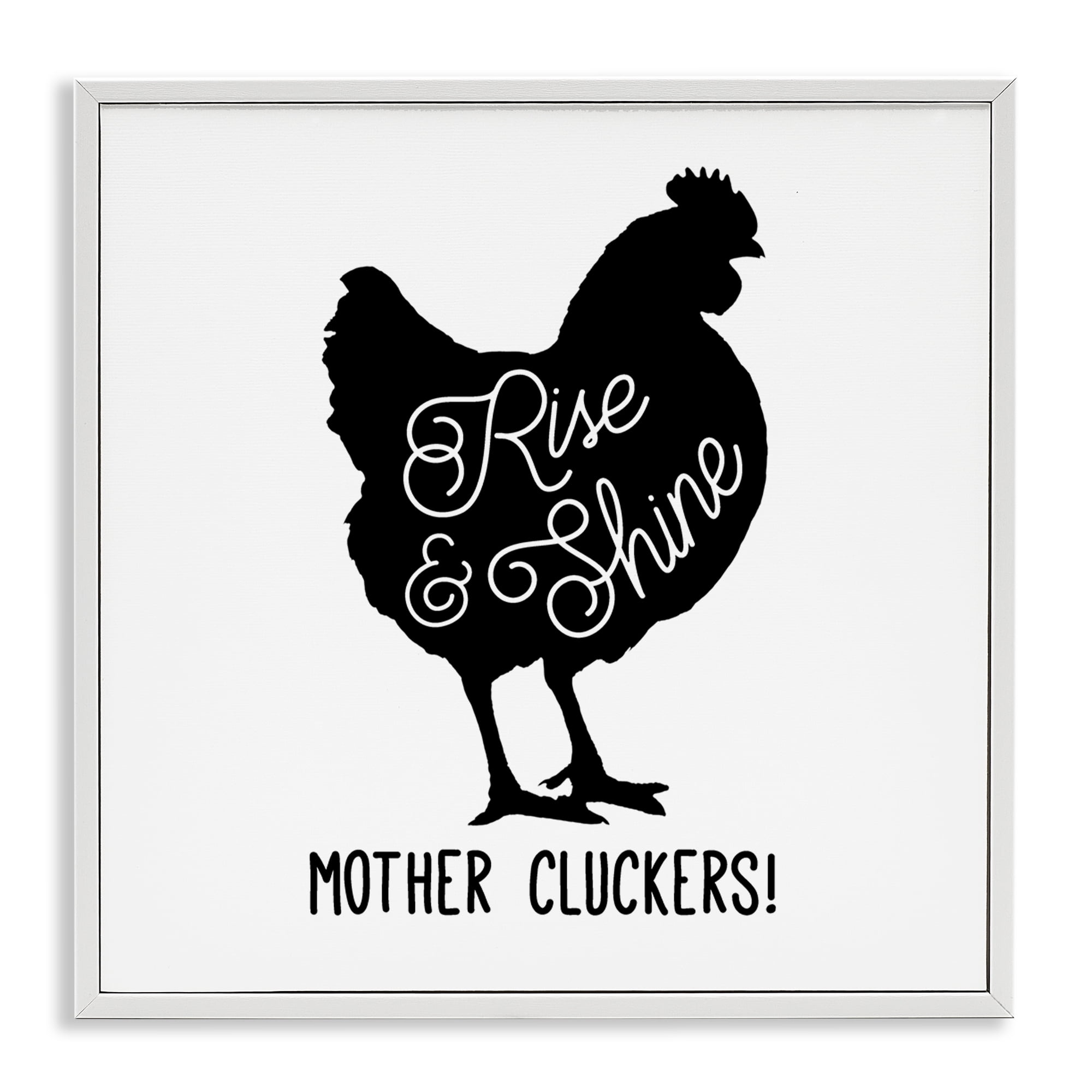 Stupell Industries Sassy Rise & Shine Rooster Animals Painting White Framed Art Print Wall Art, 17 x 17