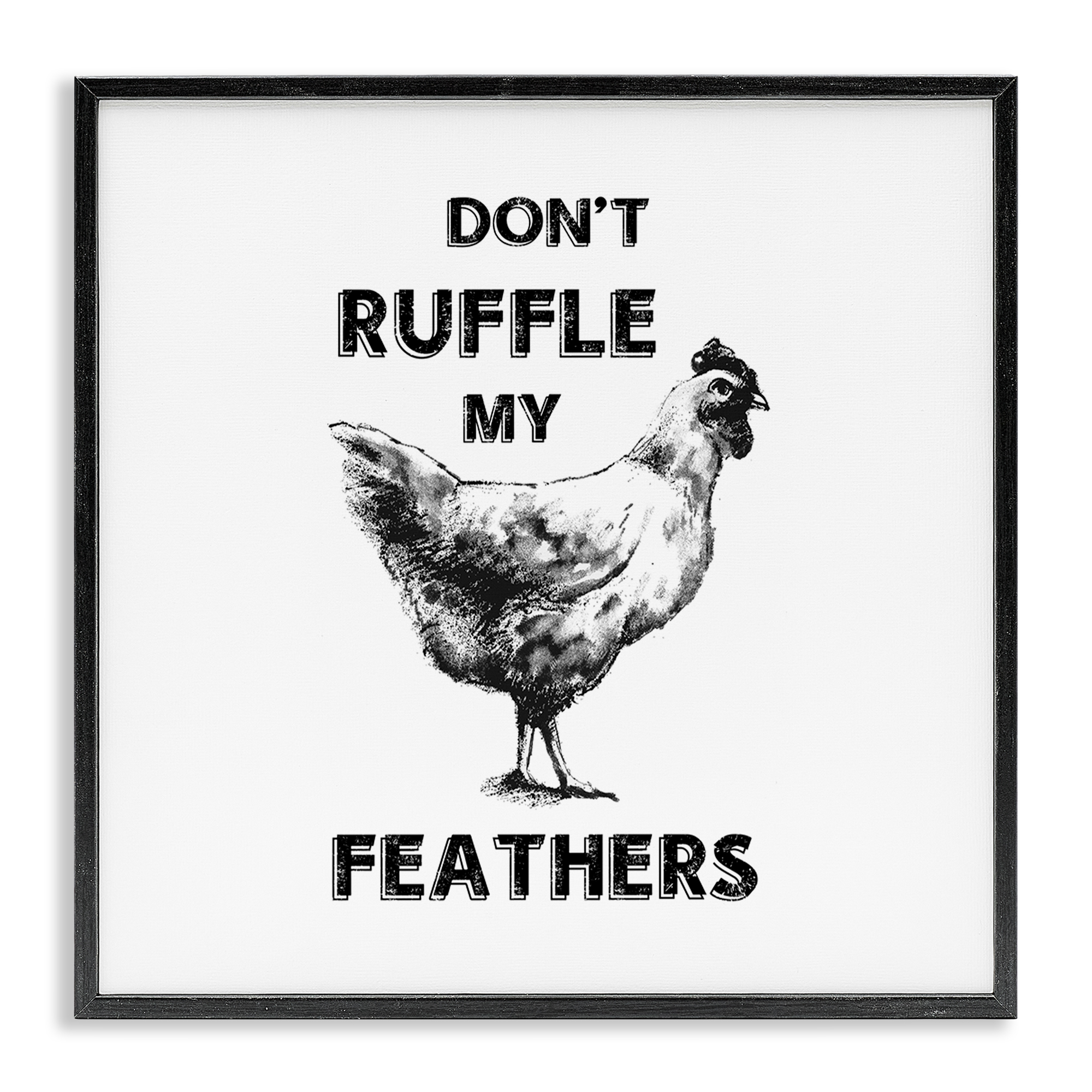 Stupell Industries Sassy Rooster Ruffled Feathers Animals Painting Black Framed Art Print Wall Art, 17 x 17