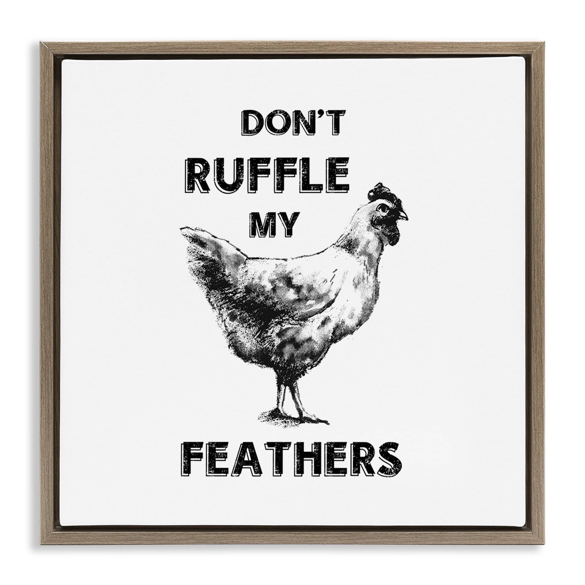 Stupell Industries Sassy Rooster Ruffled Feathers Animals Painting Brown Floater Framed Canvas Art Print Wall Art, 25 x 25