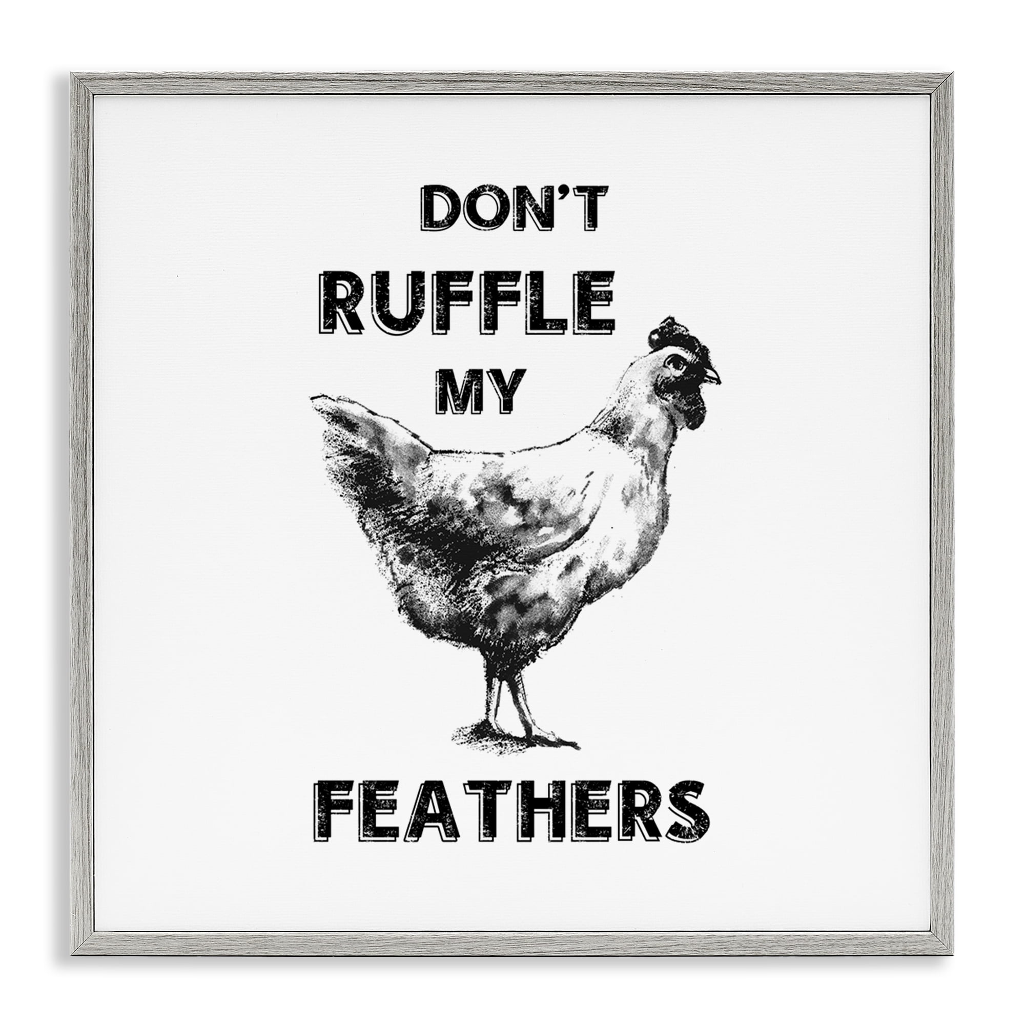 Stupell Industries Sassy Rooster Ruffled Feathers Animals Painting Gray Framed Art Print Wall Art, 12 x 12
