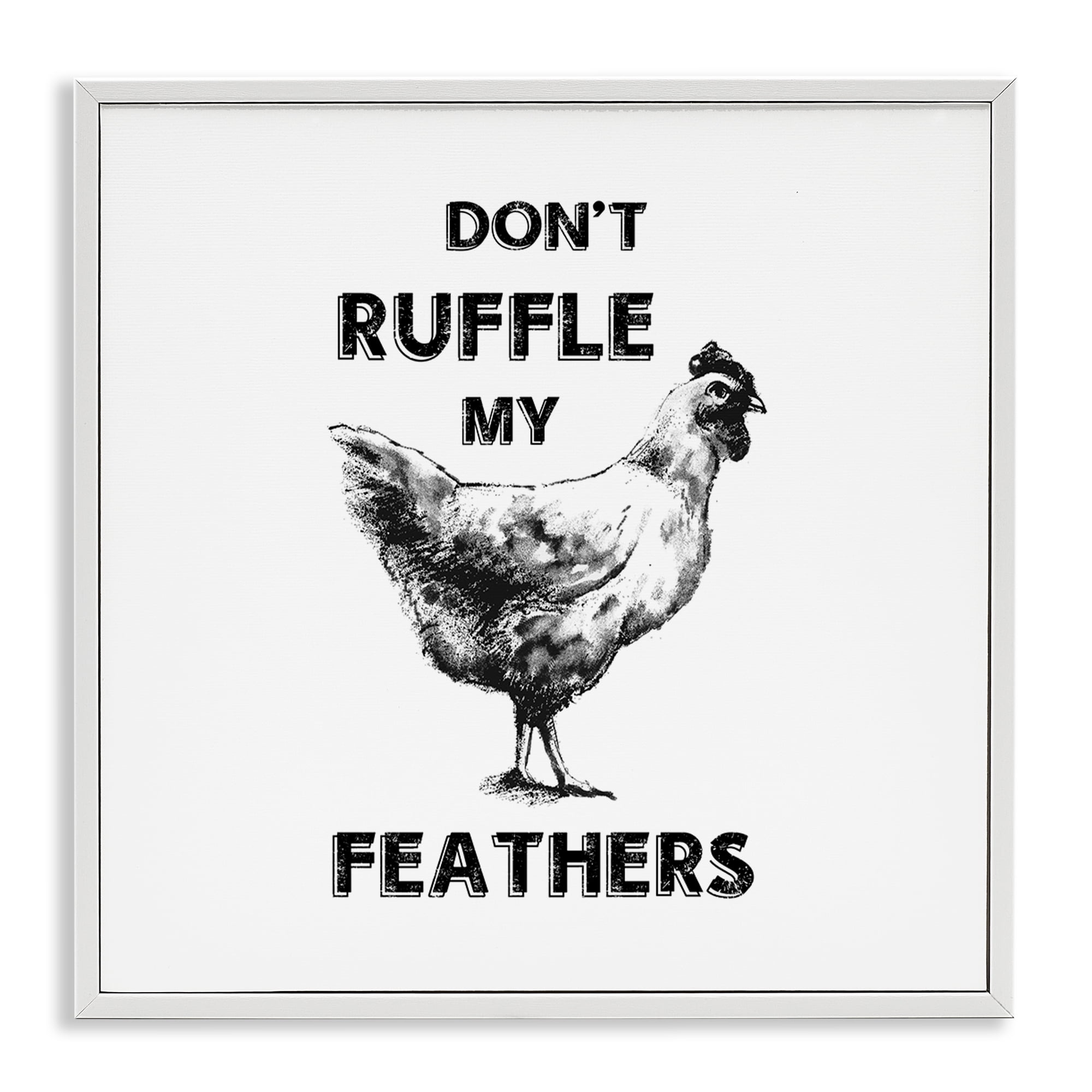 Stupell Industries Sassy Rooster Ruffled Feathers Animals Painting White Framed Art Print Wall Art, 17 x 17