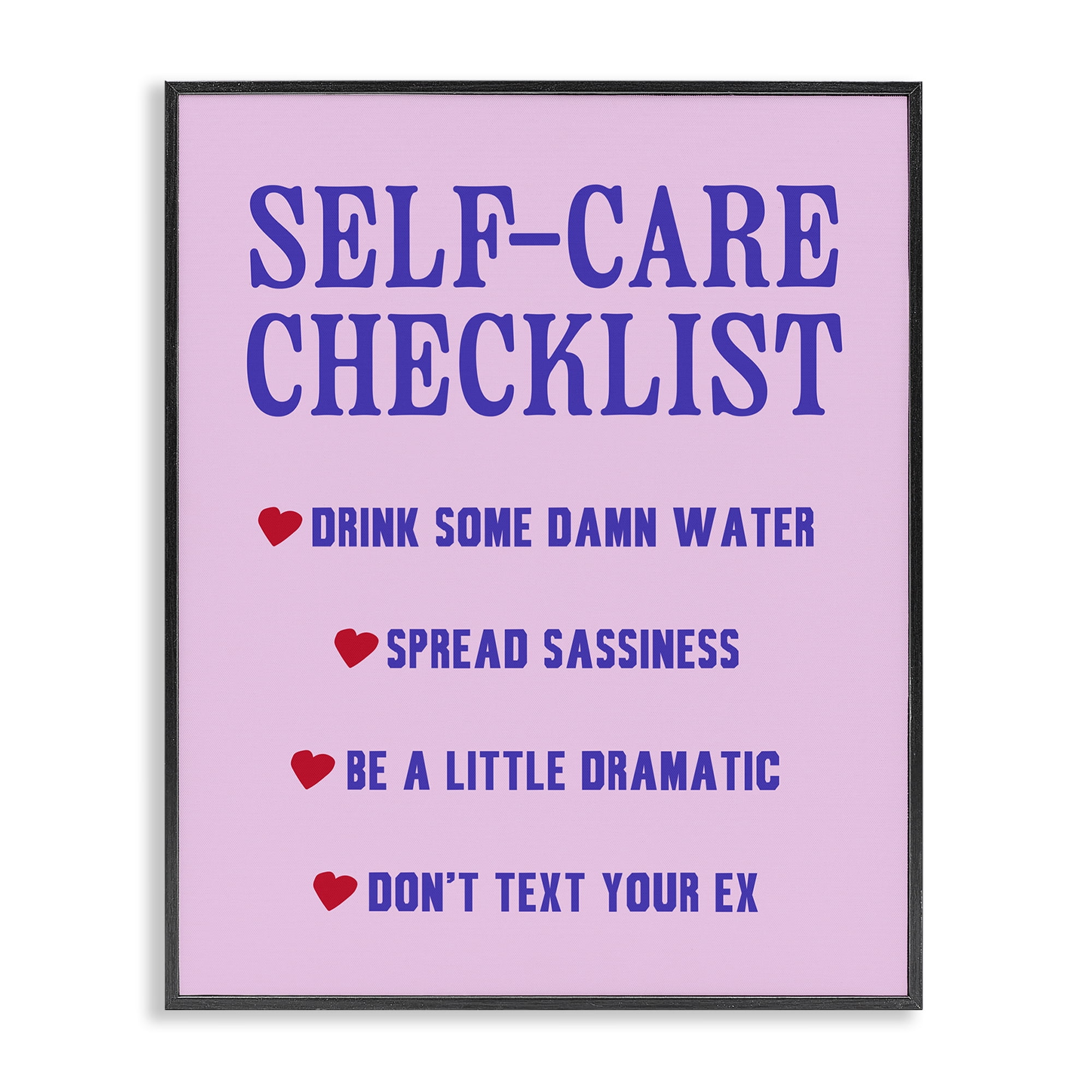 Stupell Industries Sassy Self Care Checklist Text & Numbers Painting Black Framed Art Print Wall Art, 24 x 30